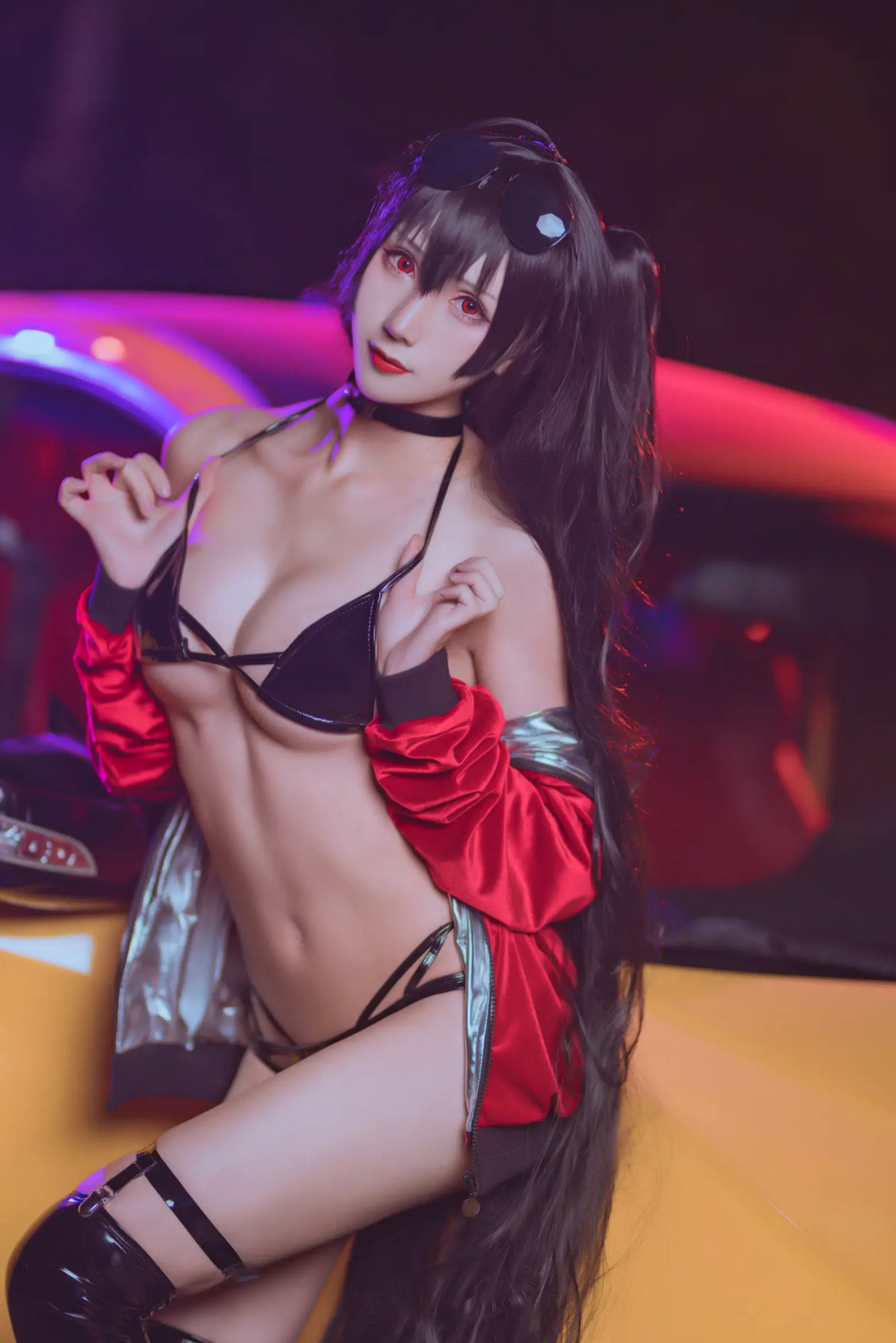 Gallery - masaki雅祈 - 大凤机车cosplay：性感漆皮比基尼与超跑的夜色极速盛宴角色扮演性感野性内衣冷艳 女神私房照_秀色女神 - image 5