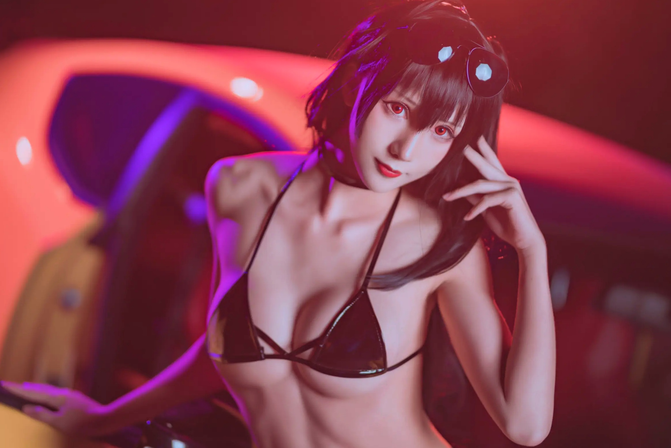 Gallery - masaki雅祈 - 大凤机车cosplay：性感漆皮比基尼与超跑的夜色极速盛宴角色扮演性感野性内衣冷艳 女神私房照_秀色女神 - image 7