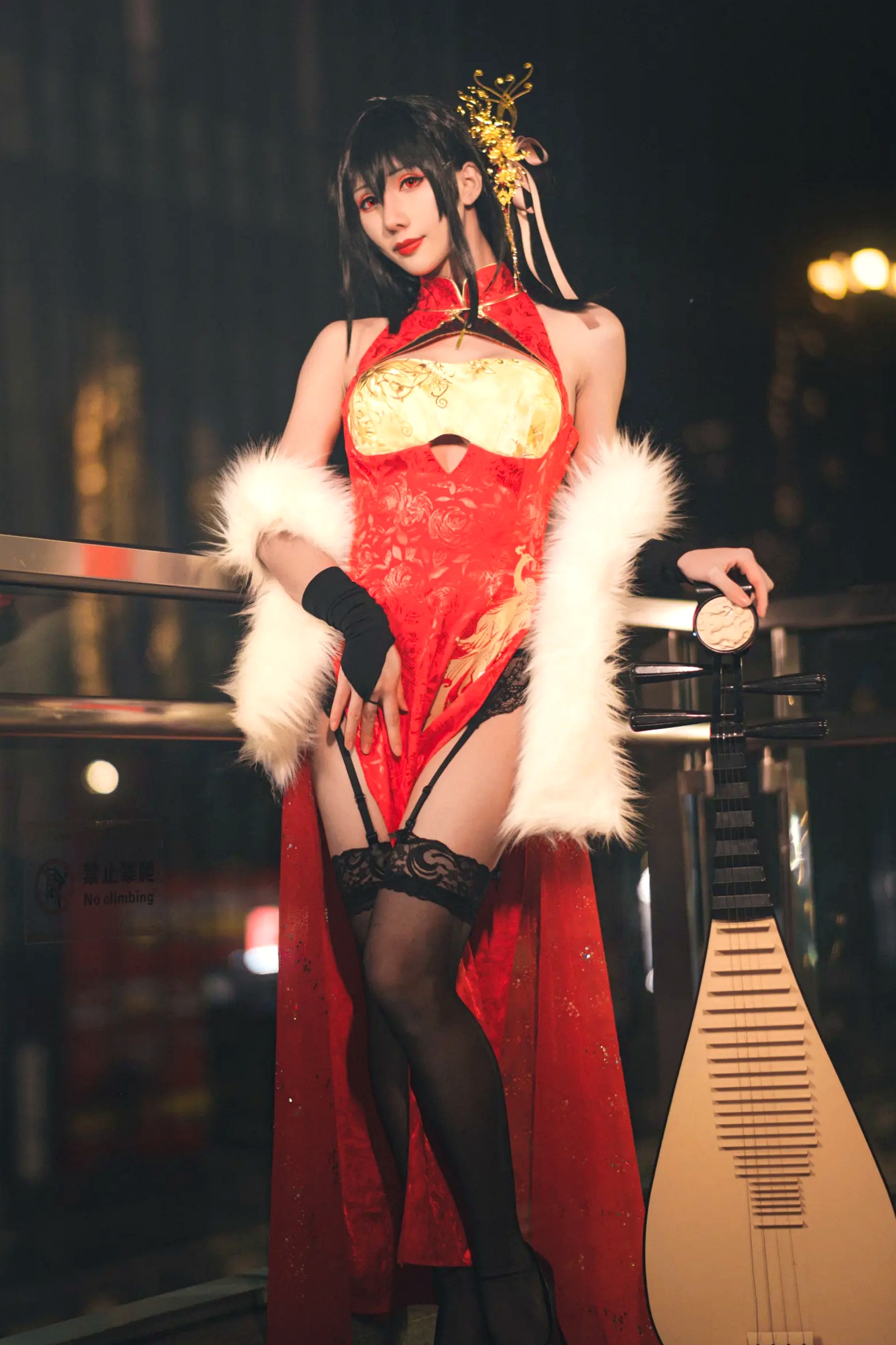 Gallery - masaki雅祈 - 大凤旗袍cosplay，性感绝美改良旗袍搭配黑丝尽显冷艳气质 [27P]旗袍角色扮演性感丝袜诱惑 女神私房照_秀色女神 - image 9