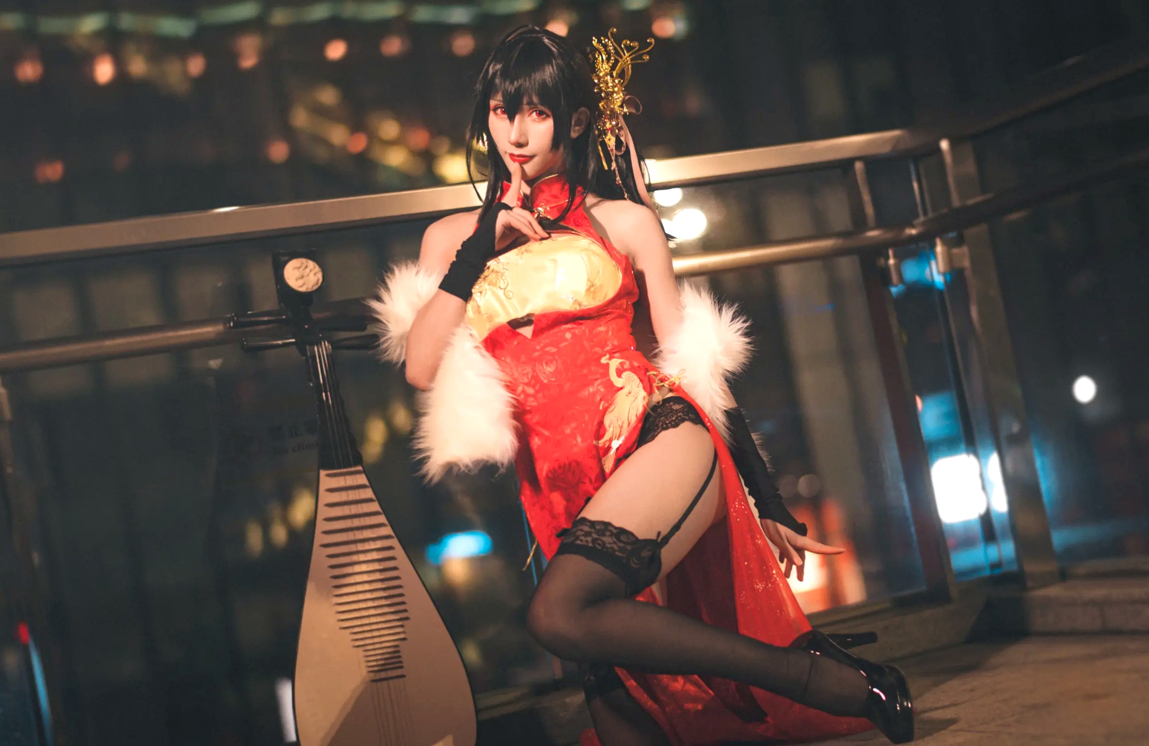 Gallery - masaki雅祈 - 大凤旗袍cosplay，性感绝美改良旗袍搭配黑丝尽显冷艳气质 [27P]旗袍角色扮演性感丝袜诱惑 女神私房照_秀色女神 - image 13