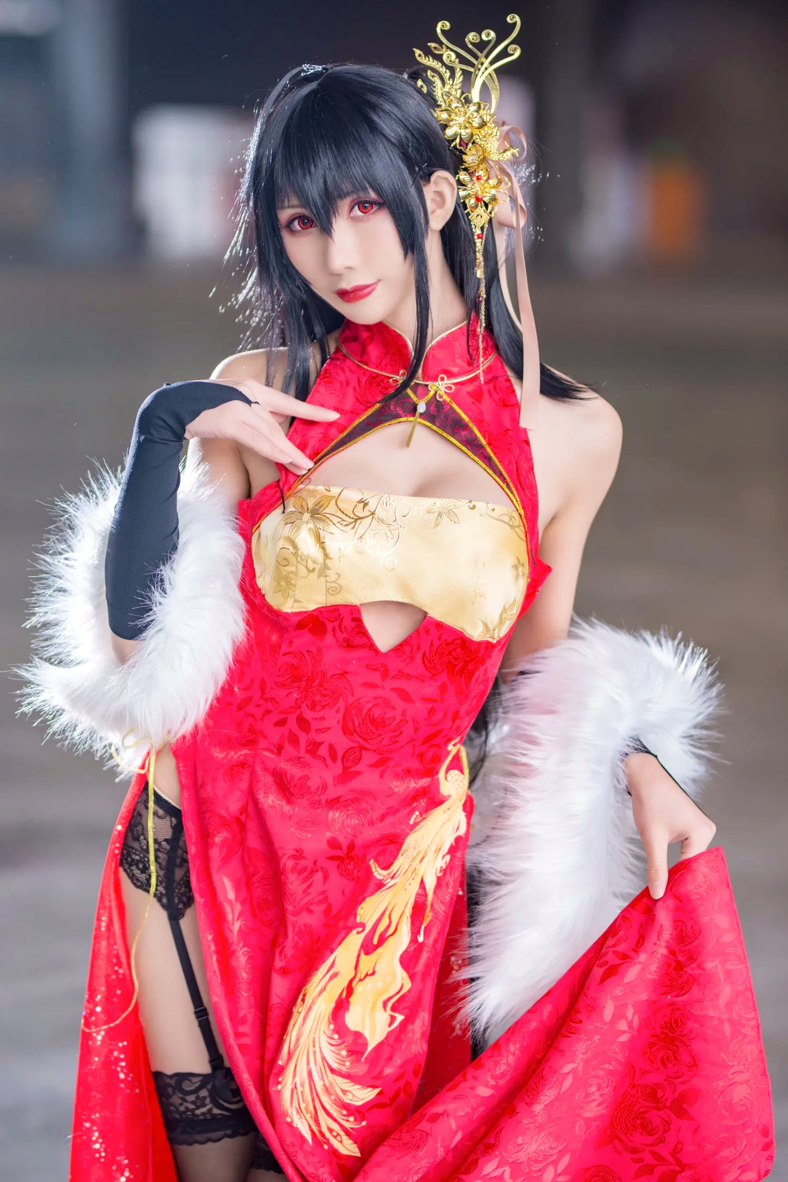 Gallery - masaki雅祈 - 大凤旗袍cosplay，性感绝美改良旗袍搭配黑丝尽显冷艳气质 [27P]旗袍角色扮演性感丝袜诱惑 女神私房照_秀色女神 - image 18
