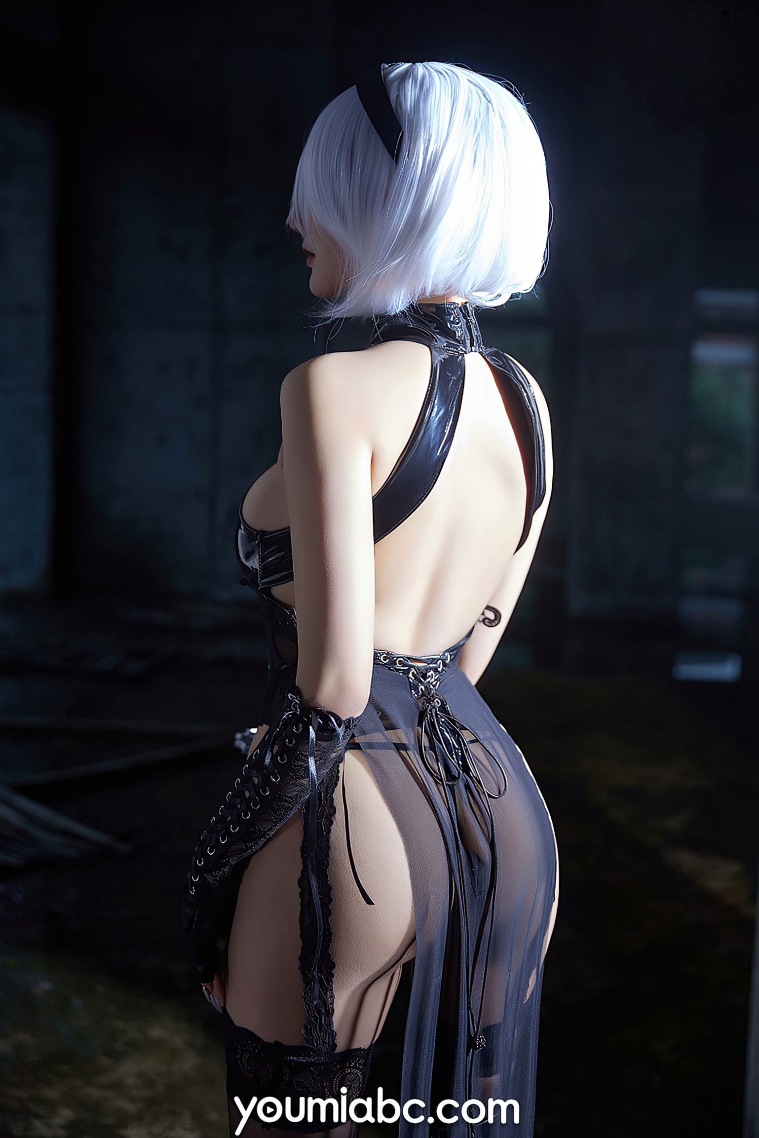 Gallery - YouMi尤蜜-2021.10.26-何嘉颖-《机械姬2B》极致性感COS、二次元战斗女神、皮革蕾丝诱惑、冷艳绝美视觉大片尤蜜荟 - Chiness Model 角色扮演性感大尺度尤物 女神私房照_秀色女神 - image 17