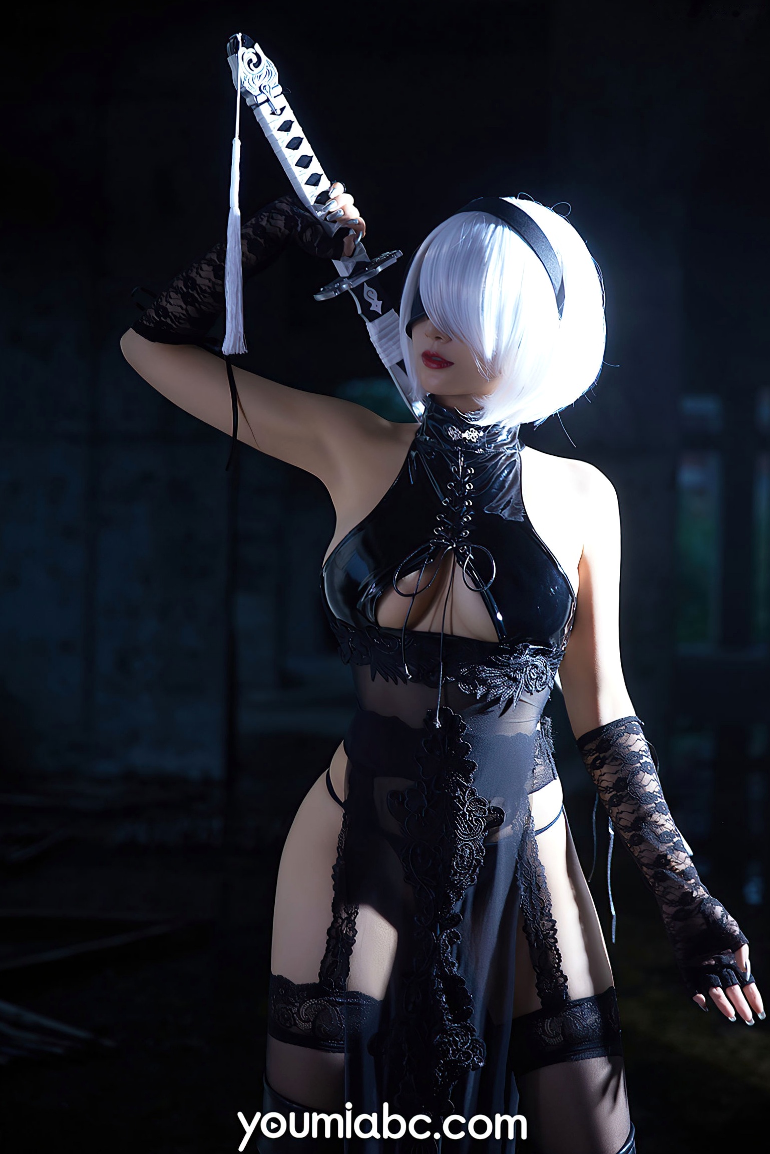 Gallery - YouMi尤蜜-2021.10.26-何嘉颖-《机械姬2B》极致性感COS、二次元战斗女神、皮革蕾丝诱惑、冷艳绝美视觉大片尤蜜荟 - Chiness Model 角色扮演性感大尺度尤物 女神私房照_秀色女神 - image 23