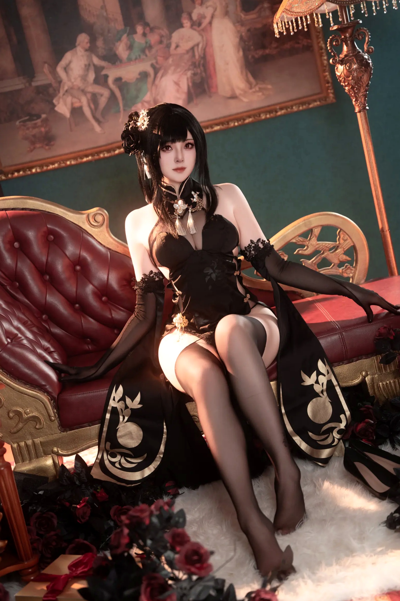 Gallery - Natsuko夏夏子 - 碧蓝航线镇海旗袍角色扮演，极致诱惑私房照写真 [76P]角色扮演性感旗袍私房照黑丝 女神私房照_秀色女神 - image 12