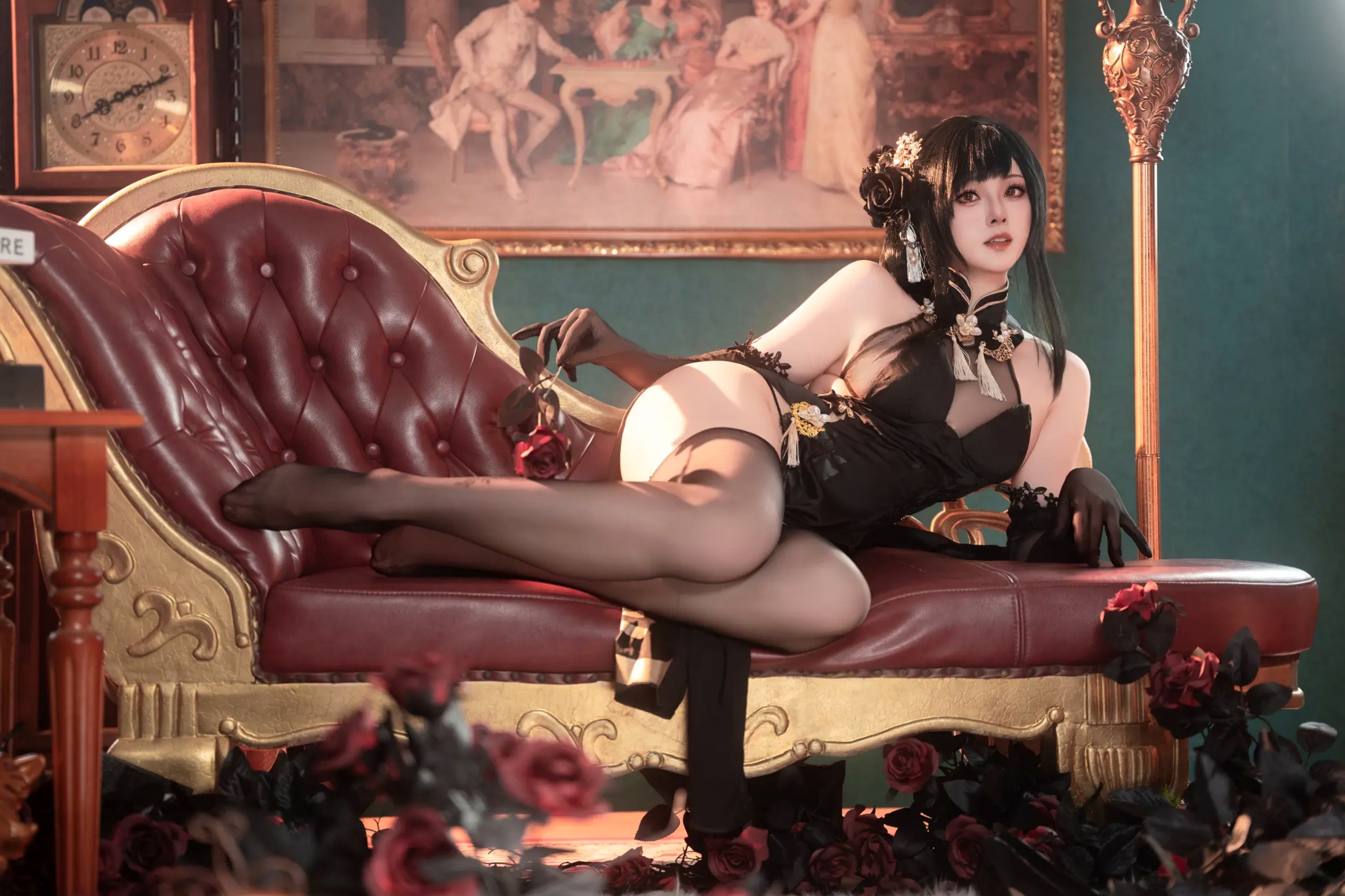 Gallery - Natsuko夏夏子 - 碧蓝航线镇海旗袍角色扮演，极致诱惑私房照写真 [76P]角色扮演性感旗袍私房照黑丝 女神私房照_秀色女神 - image 15