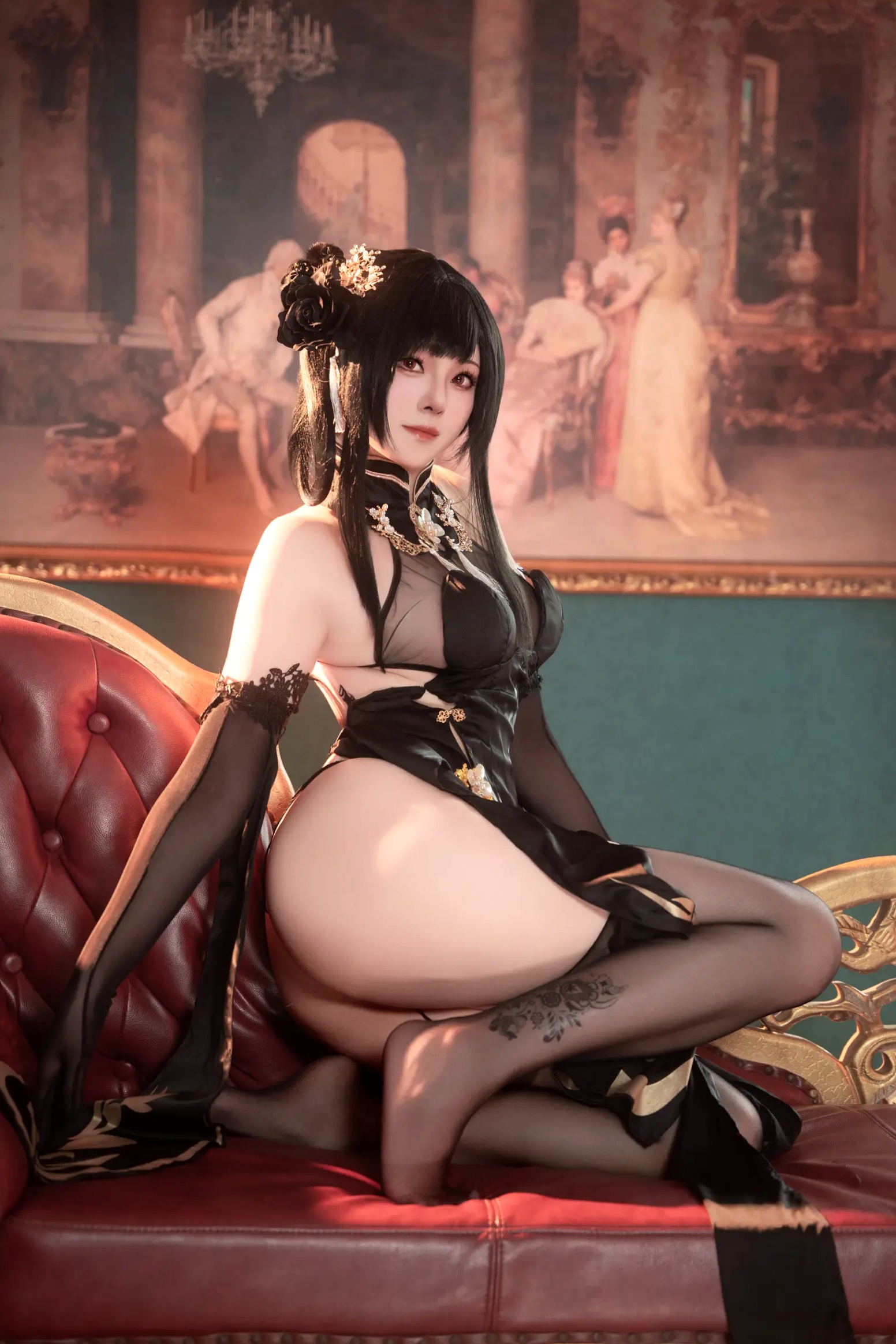 Gallery - Natsuko夏夏子 - 碧蓝航线镇海旗袍角色扮演，极致诱惑私房照写真 [76P]角色扮演性感旗袍私房照黑丝 女神私房照_秀色女神 - image 34