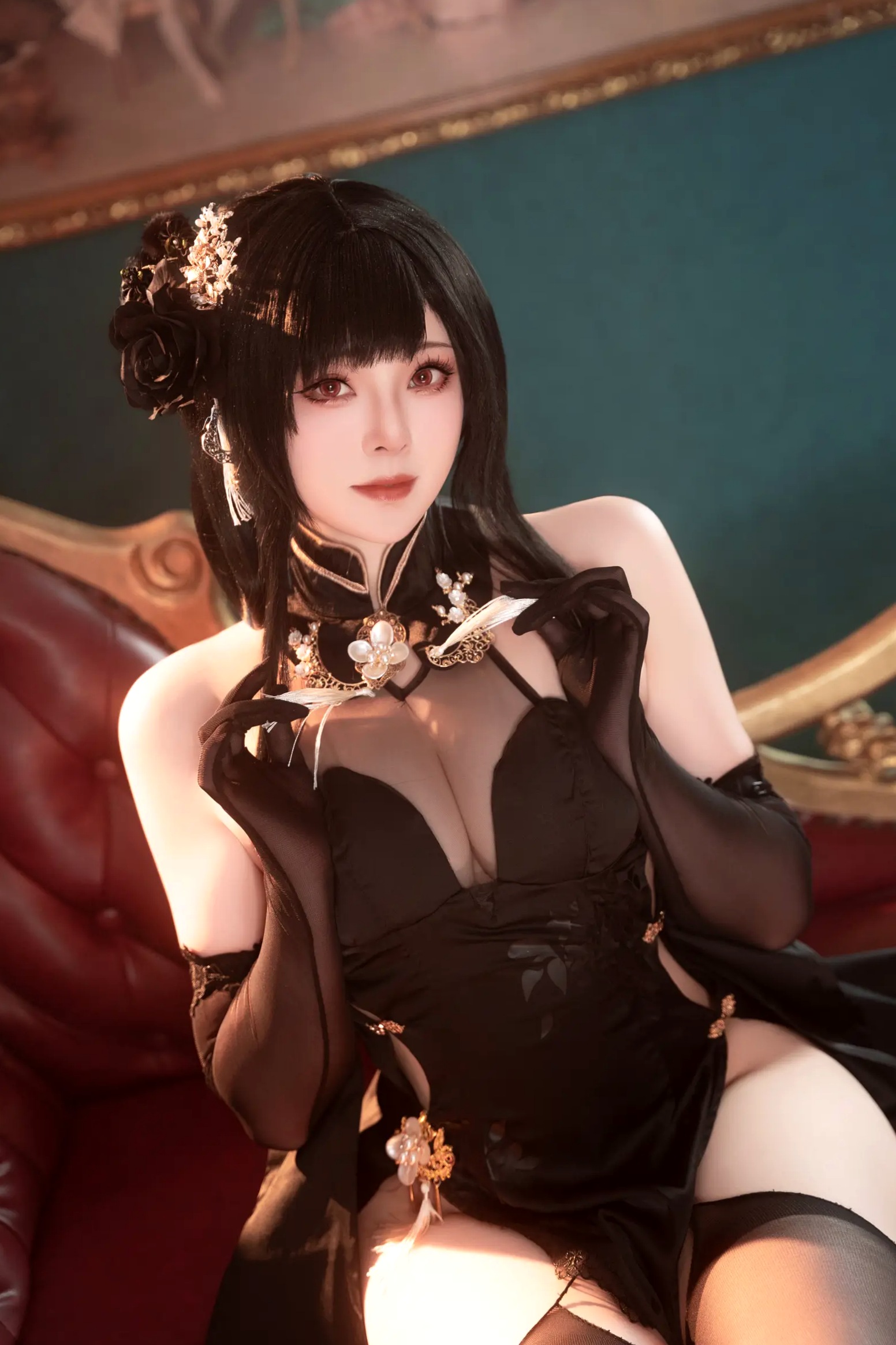 Gallery - Natsuko夏夏子 - 碧蓝航线镇海旗袍角色扮演，极致诱惑私房照写真 [76P]角色扮演性感旗袍私房照黑丝 女神私房照_秀色女神 - image 45