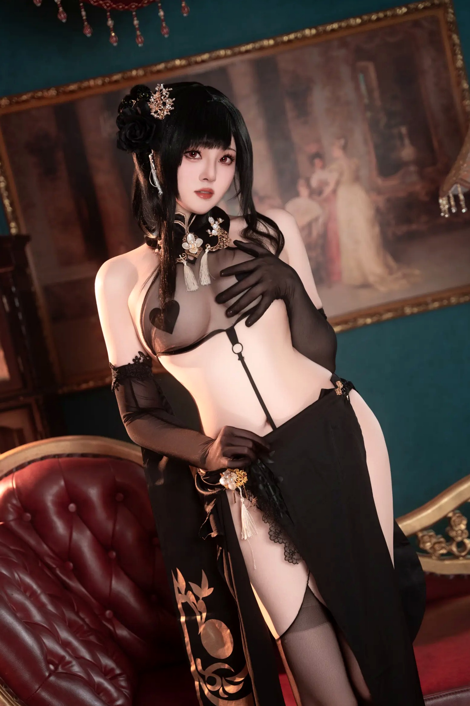 Gallery - Natsuko夏夏子 - 碧蓝航线镇海旗袍角色扮演，极致诱惑私房照写真 [76P]角色扮演性感旗袍私房照黑丝 女神私房照_秀色女神 - image 64