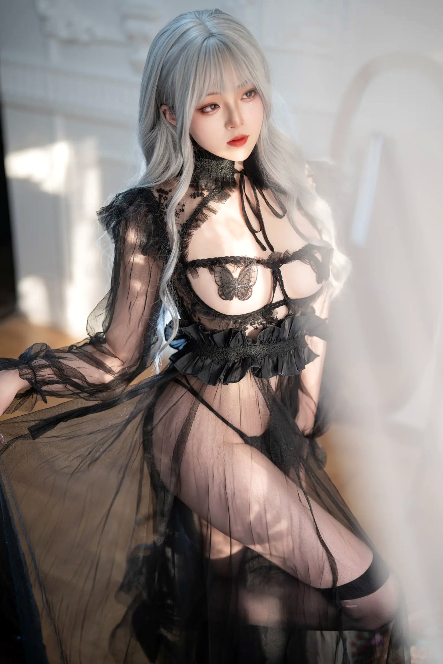 Gallery - Natsuko夏夏子 - Black Butterfly 黑色薄纱镂空极致诱惑私房写真 [62P]性感诱惑私房照冷艳 女神私房照_秀色女神 - image 6