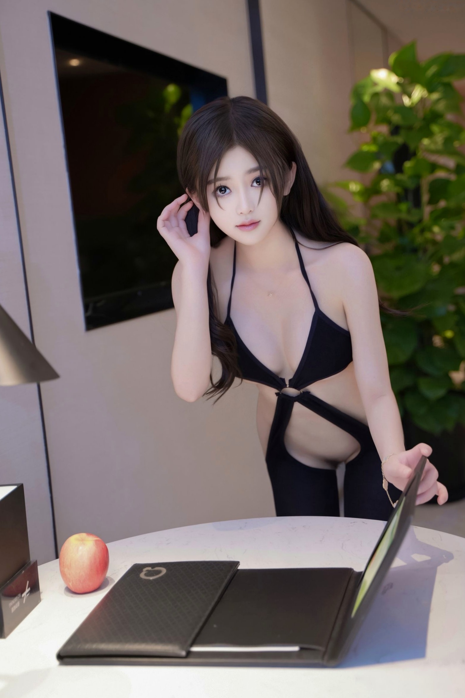 Gallery - 奶茶味的包子-内购-性感黑丝连体镂空装-私房极品诱惑居家美照性感诱惑私房照黑丝美腿 女神私房照_秀色女神 - image 8