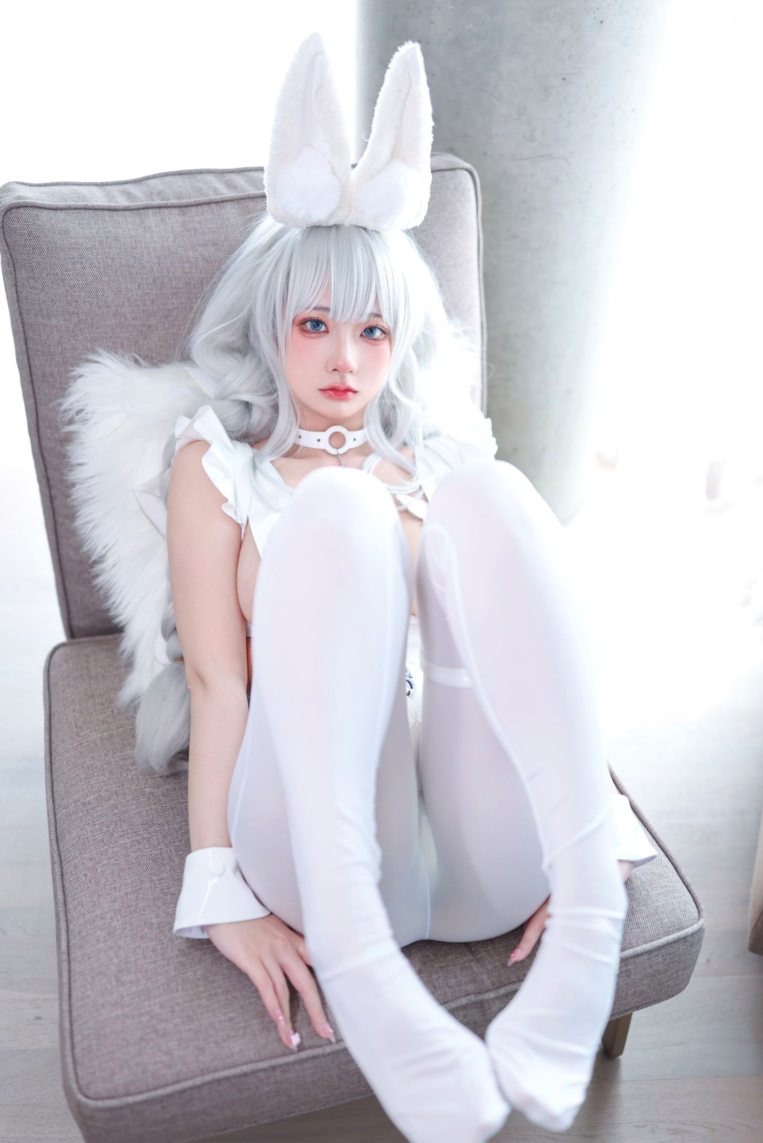 Gallery - Wendydydydy-酱油-恶毒-懒懒的白兔：纯白兔女郎COS私房照，雪白肌肤下的二次元极品诱惑角色扮演诱惑私房照萝莉白嫩 女神私房照_秀色女神 - image 8