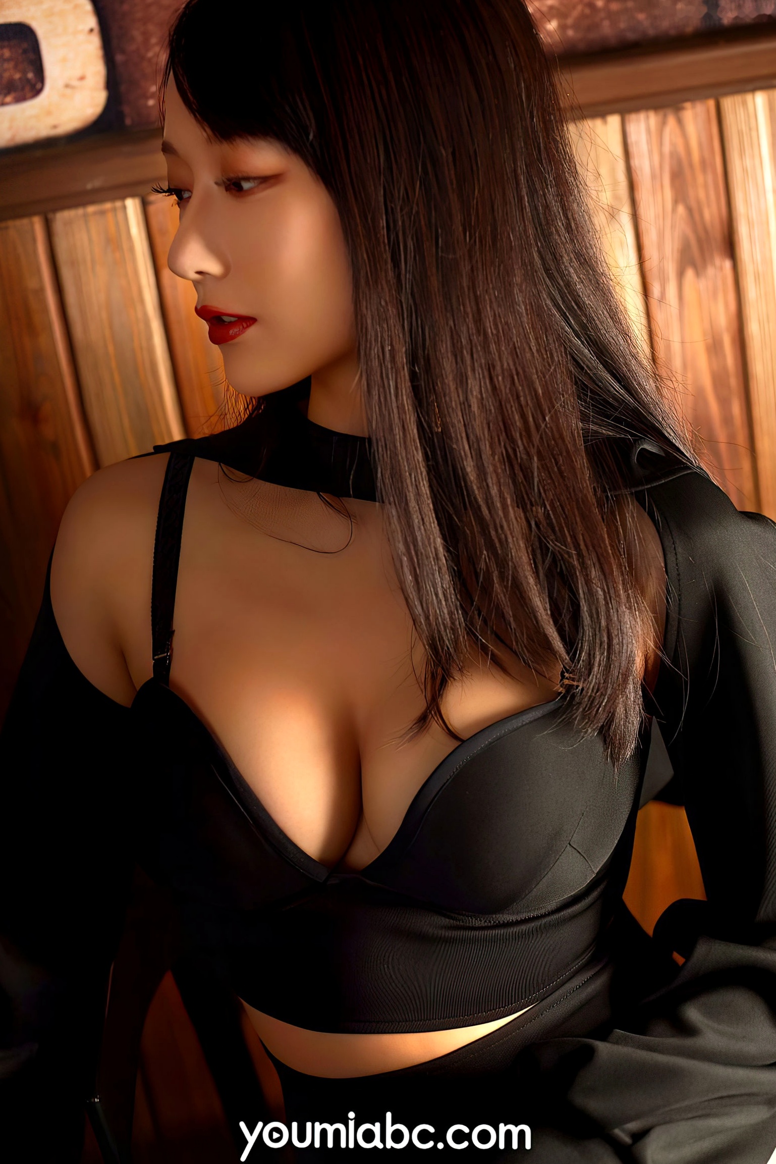 Gallery - YouMi尤蜜-何嘉颖《夜关门》：冷艳女神演绎黑色内衣性感私房写真大片尤蜜荟 - Chiness Model 性感冷艳私房照 女神私房照_秀色女神 - image 4