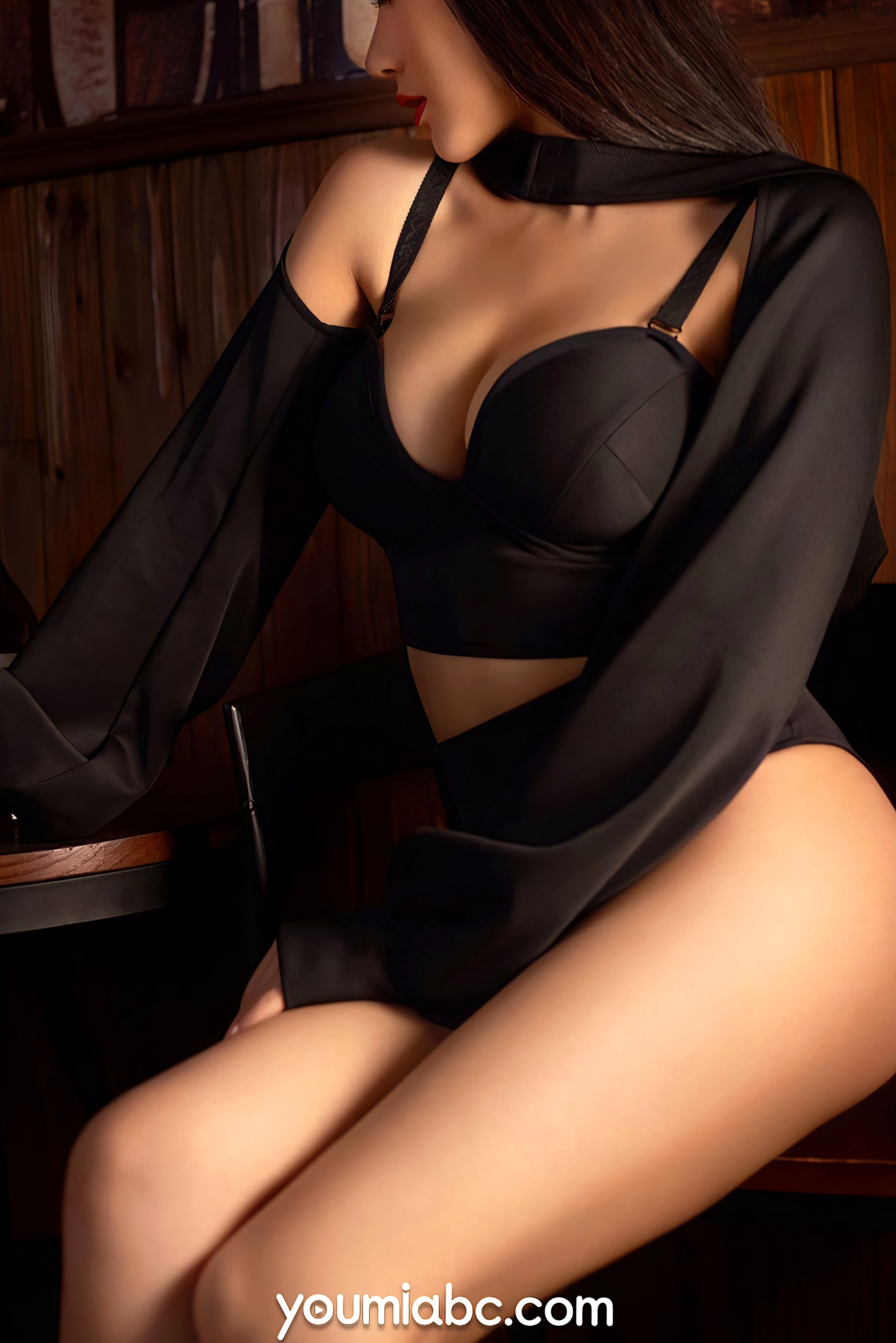 Gallery - YouMi尤蜜-何嘉颖《夜关门》：冷艳女神演绎黑色内衣性感私房写真大片尤蜜荟 - Chiness Model 性感冷艳私房照 女神私房照_秀色女神 - image 5