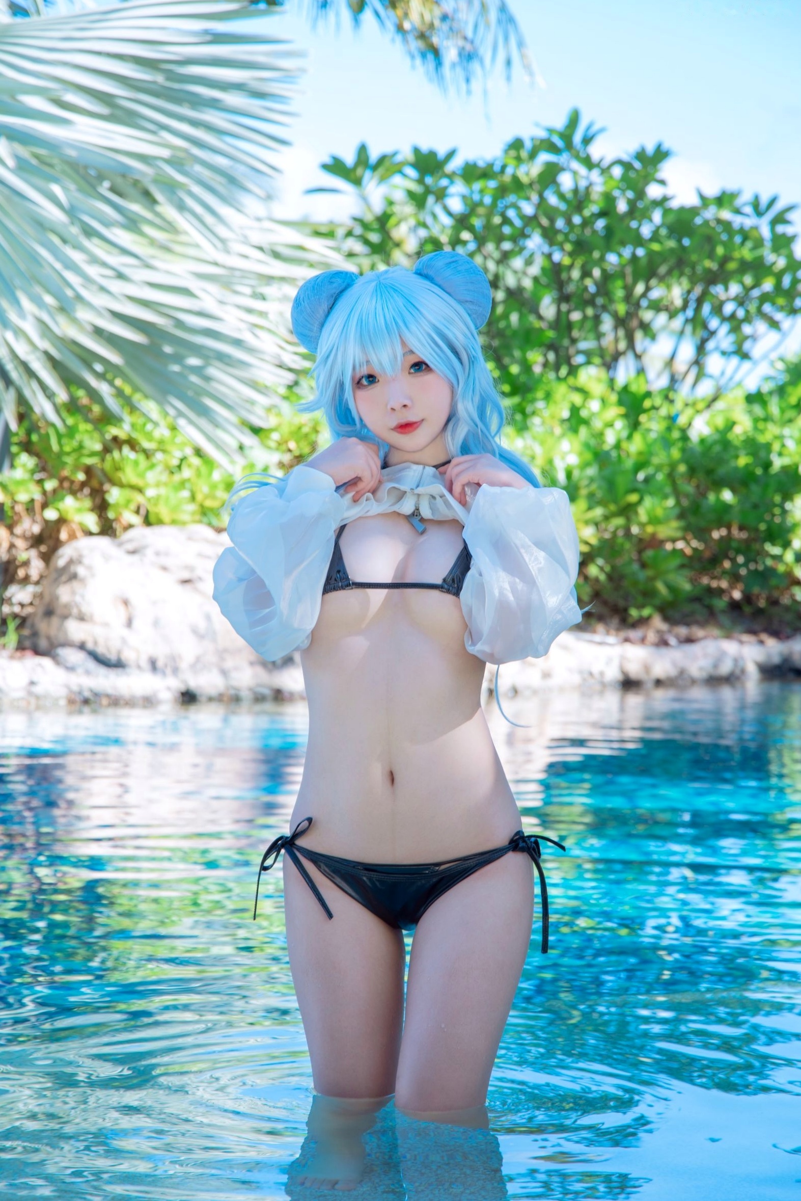 Gallery - Yuuhui玉汇-013-PA15，二次元蓝发动漫少女户外泳池比基尼写真，清凉夏日清新性感美少女精选泳池性感比基尼角色扮演尤物 女神私房照_秀色女神 - image 15