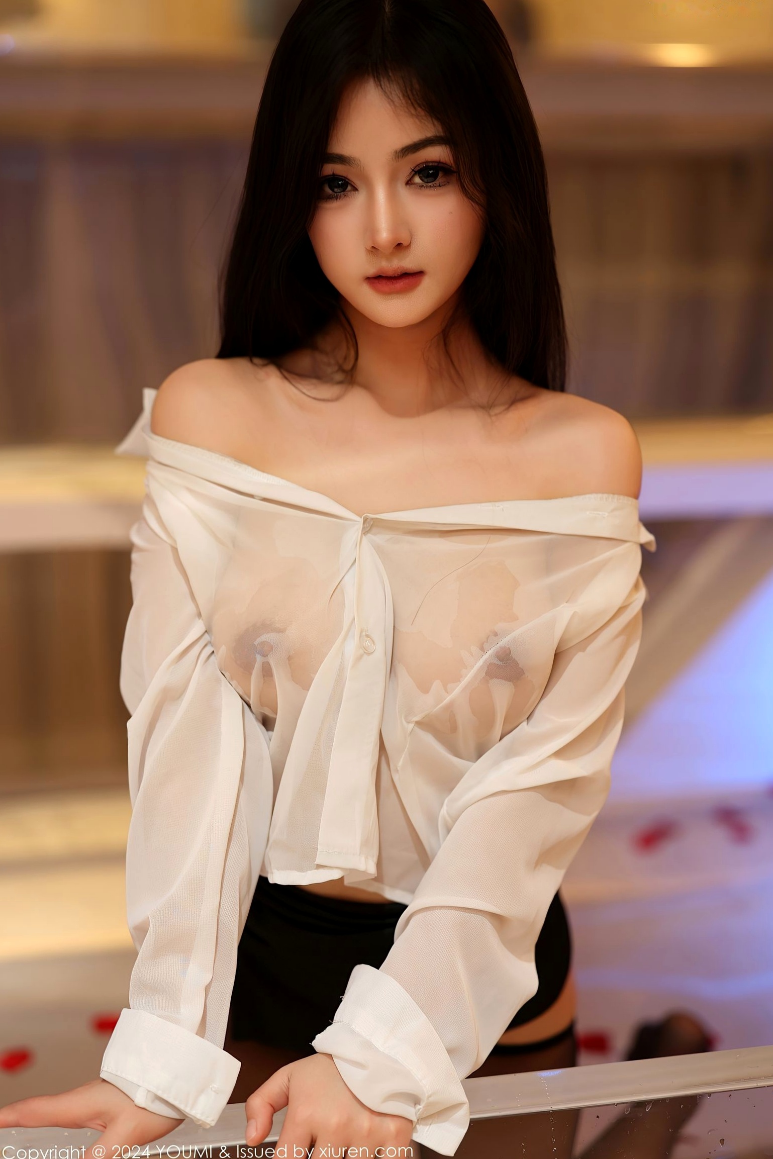 Gallery - YouMi尤蜜荟 - Chiness Model -1050-谭小灵：浴室湿身诱惑，OL白衬衫与黑丝美腿的极致碰撞，尽显御姐魅力与曼妙身材尤蜜荟 - Chiness Model 黑丝浴室湿身诱惑 女神私房照_秀色女神 - image 51