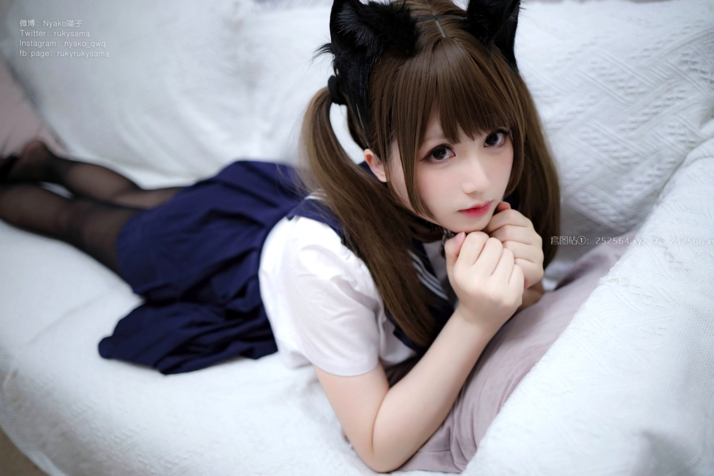Gallery - Nyako喵子-水手服和礼物cosplay写真，甜美校服与大胆丝带诱惑，极致黑丝私房照校服角色扮演黑丝诱惑私房照 女神私房照_秀色女神 - image 90