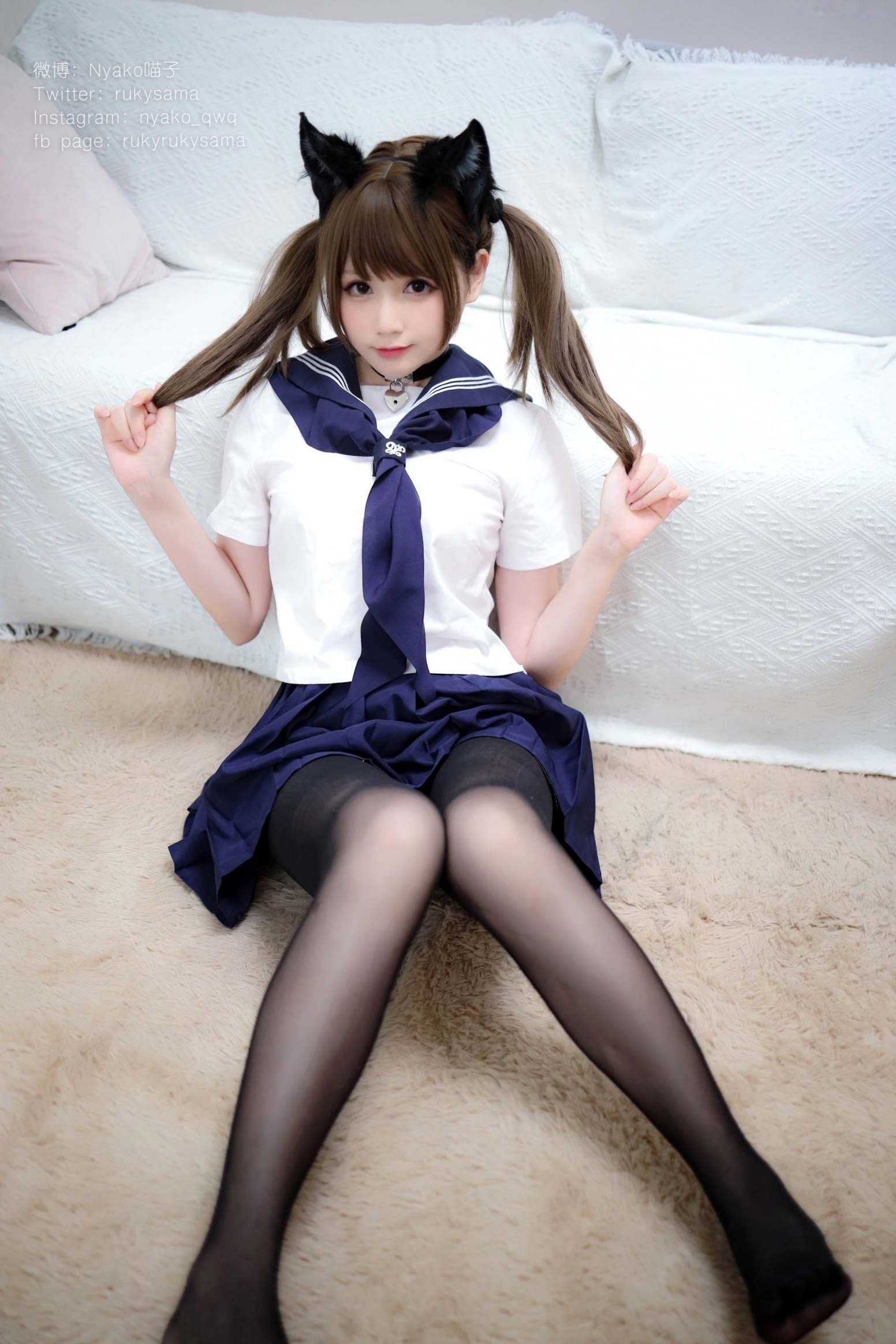 Gallery - Nyako喵子-水手服和礼物cosplay写真，甜美校服与大胆丝带诱惑，极致黑丝私房照校服角色扮演黑丝诱惑私房照 女神私房照_秀色女神 - image 107