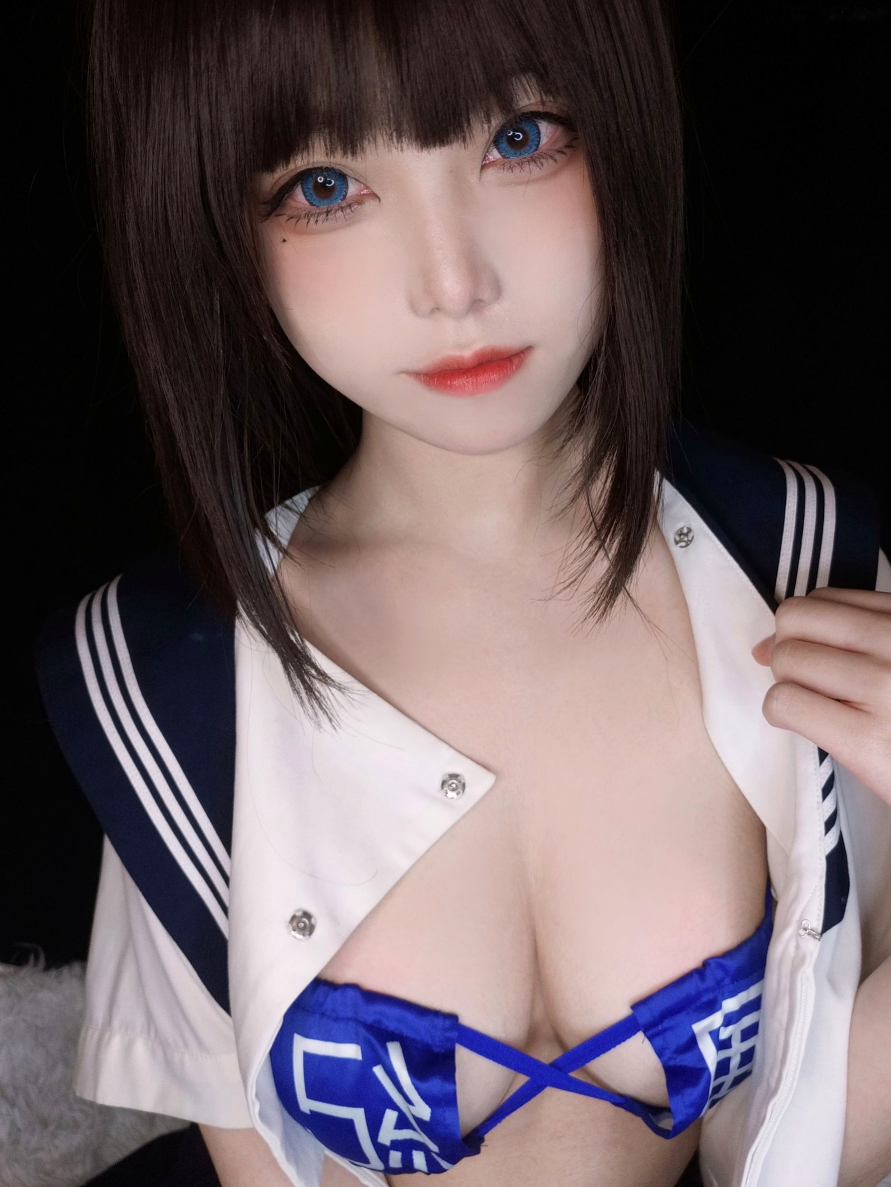 Gallery - 蜜汁猫裘-087-坏学妹自拍，蓝瞳制服诱惑，极致黑丝长腿，纯欲角色扮演制服角色扮演黑丝诱惑 女神私房照_秀色女神 - image 26