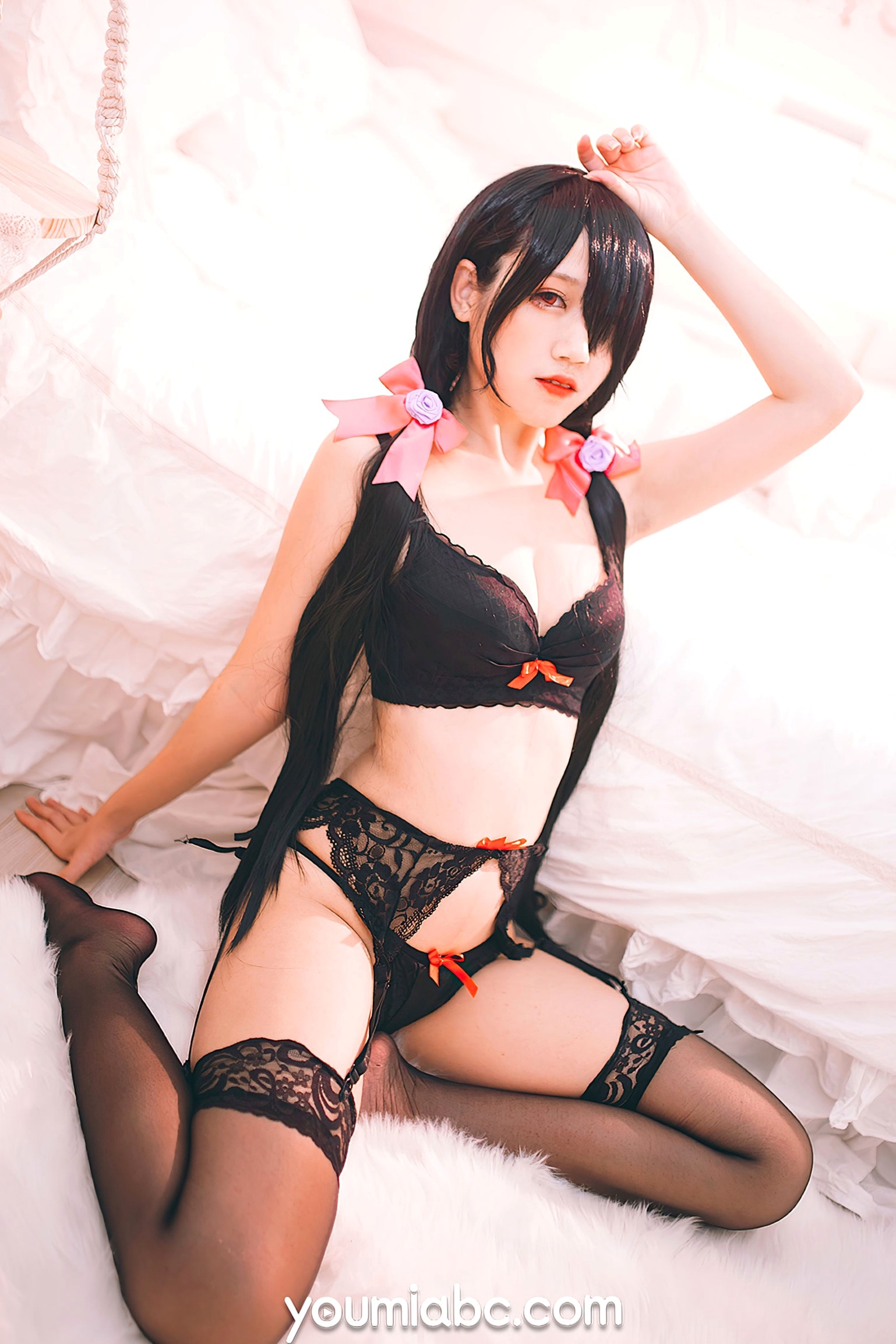 Gallery - YouMi尤蜜-2021.04.12-呆猫《黑丝狂三》动漫角色扮演，黑丝美腿诱惑，浴室湿足私房写真角色扮演黑丝尤蜜荟 - Chiness Model 性感私房照 女神私房照_秀色女神 - image 4