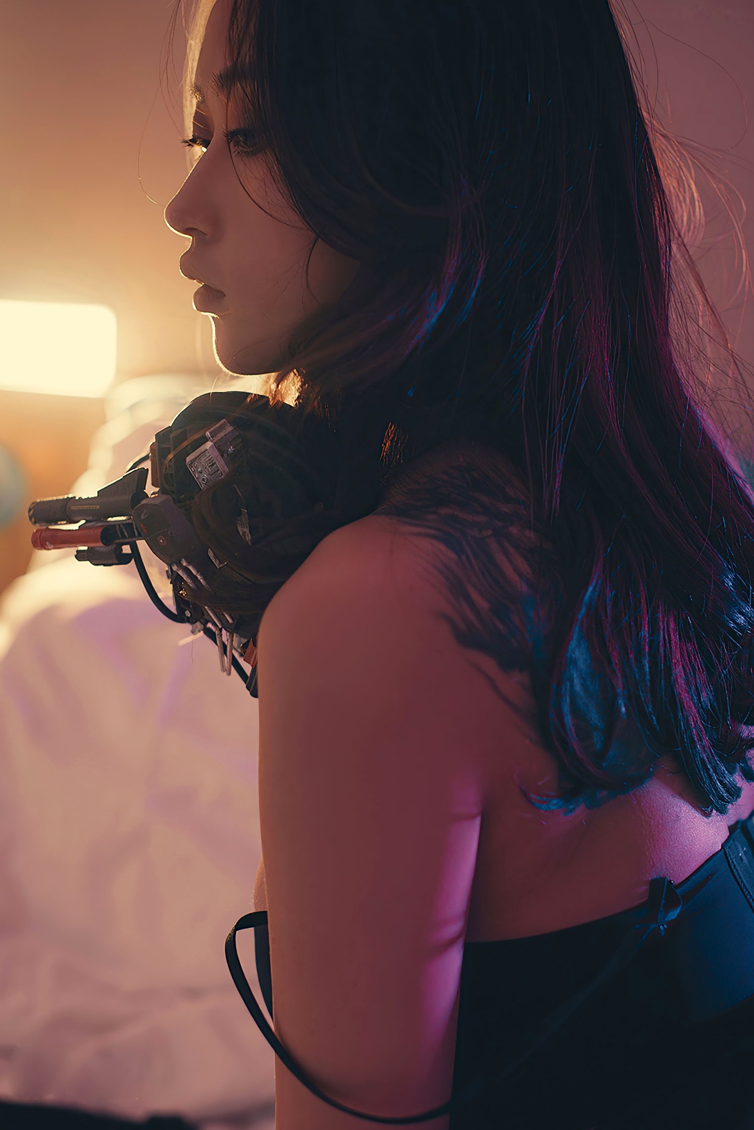 Gallery - YouMi尤蜜-丰臣羽立《辑风女特警》赛博朋克机能风写真，科技感LED面具搭配黑色吊带，冷艳性感私房视觉大片尤蜜荟 - Chiness Model 性感私房照冷艳诱惑 女神私房照_秀色女神 - image 22