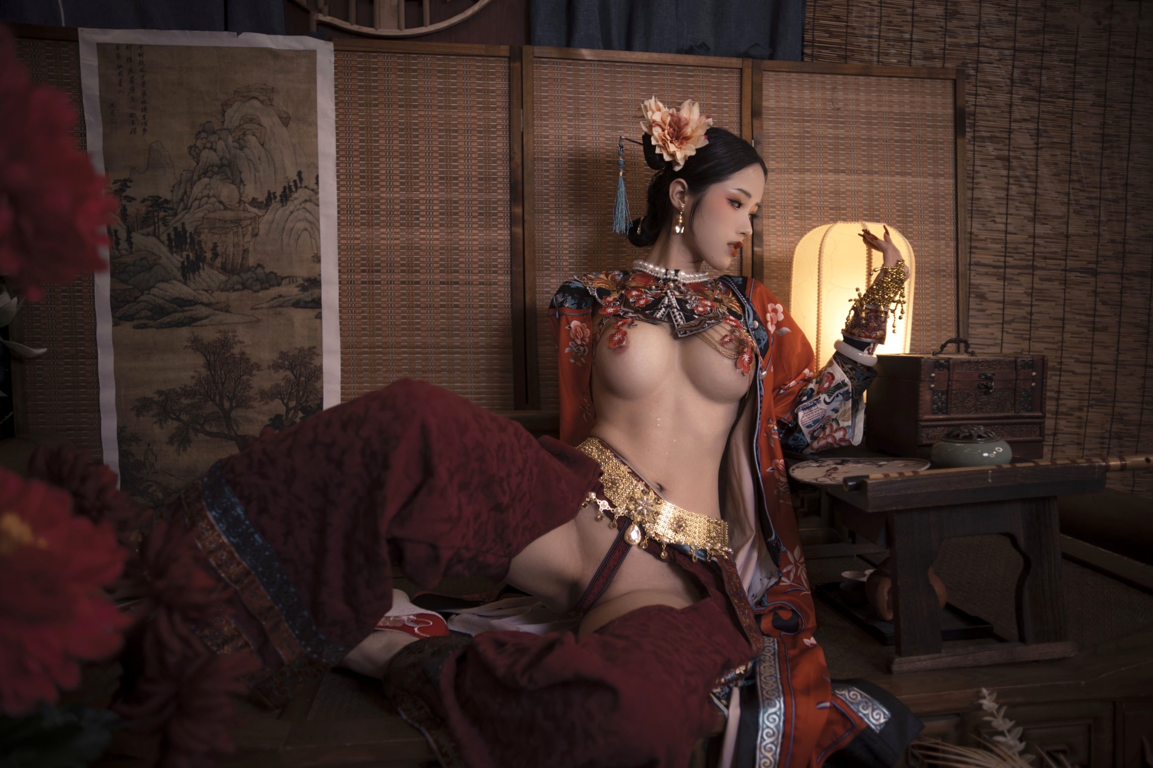 Gallery - 钛合金TiTi古风私房大尺度写真，唯美满清服饰诱惑，古典韵味十足的性感宫廷夜色性感诱惑大尺度私房照 女神私房照_秀色女神 - image 16