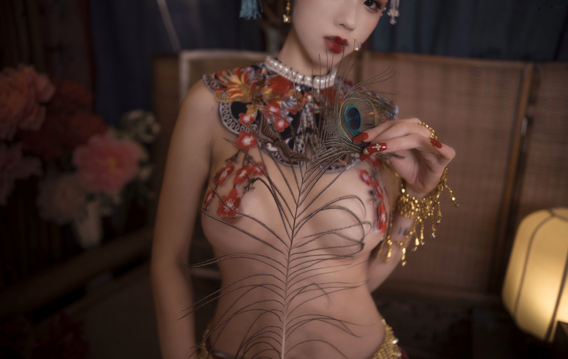 Gallery - 钛合金TiTi古风私房大尺度写真，唯美满清服饰诱惑，古典韵味十足的性感宫廷夜色性感诱惑大尺度私房照 女神私房照_秀色女神 - image 48