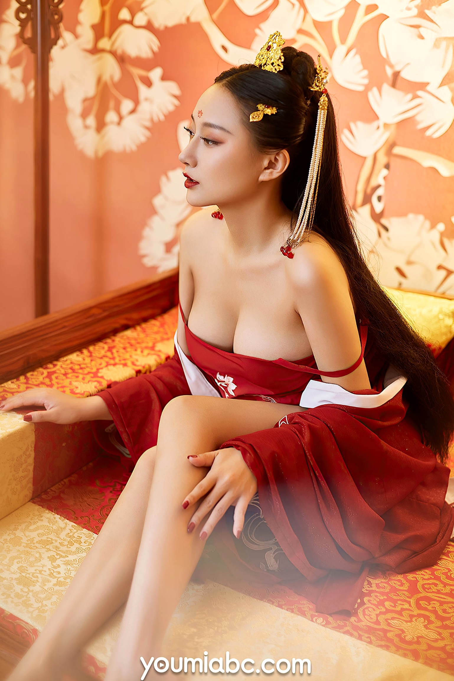 Gallery - YouMi尤蜜-何嘉颖-《盛世红颜》古风私房写真，红衣绝色美女对弈尽显性感冷艳气质尤蜜荟 - Chiness Model 私房照性感冷艳诱惑 女神私房照_秀色女神 - image 13