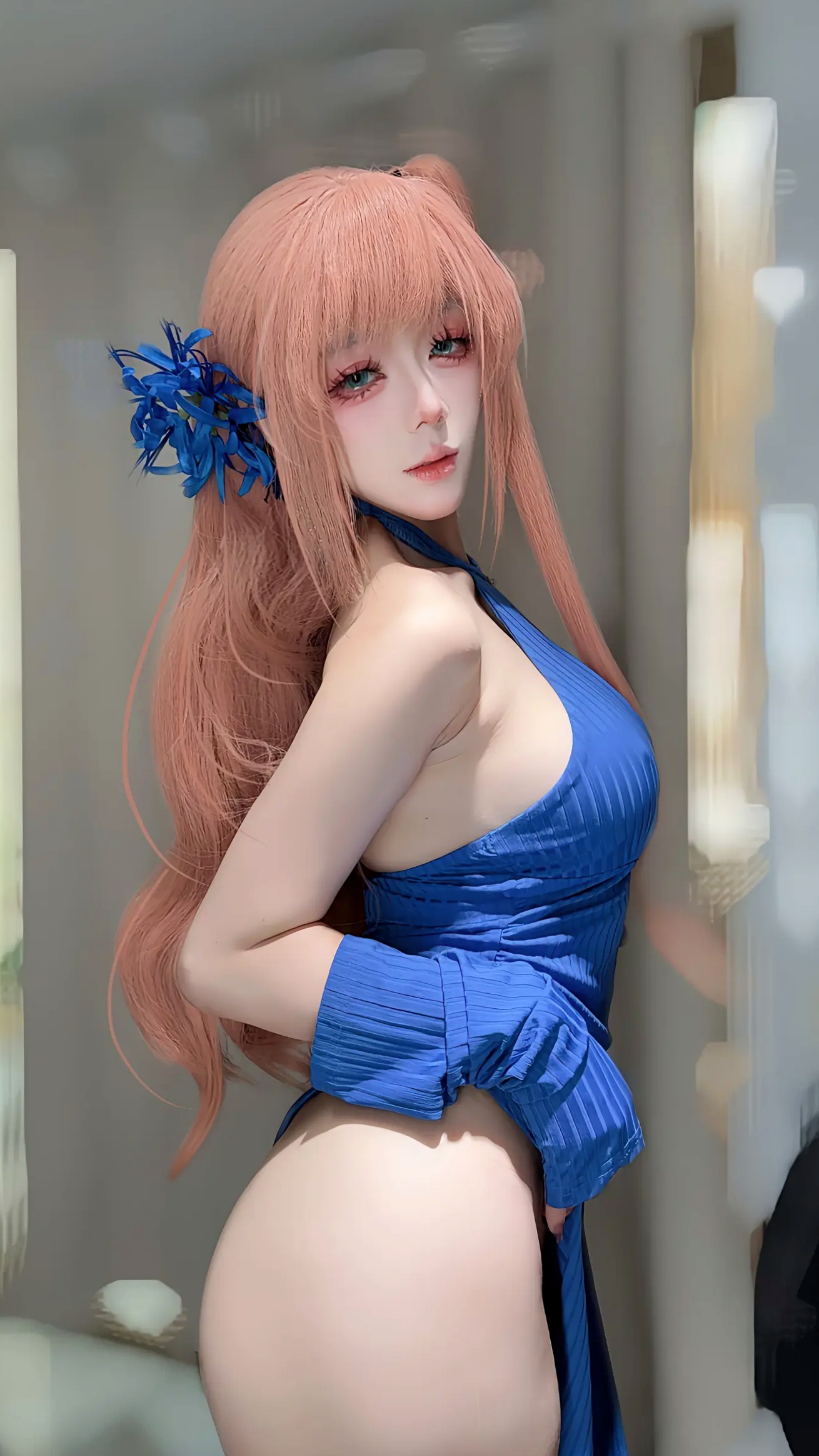Gallery - 九言 惑：蓝发动漫风cosplay写真，精致真人芭比与极致诱惑曲线角色扮演诱惑私房照大尺度 女神私房照_秀色女神 - image 32