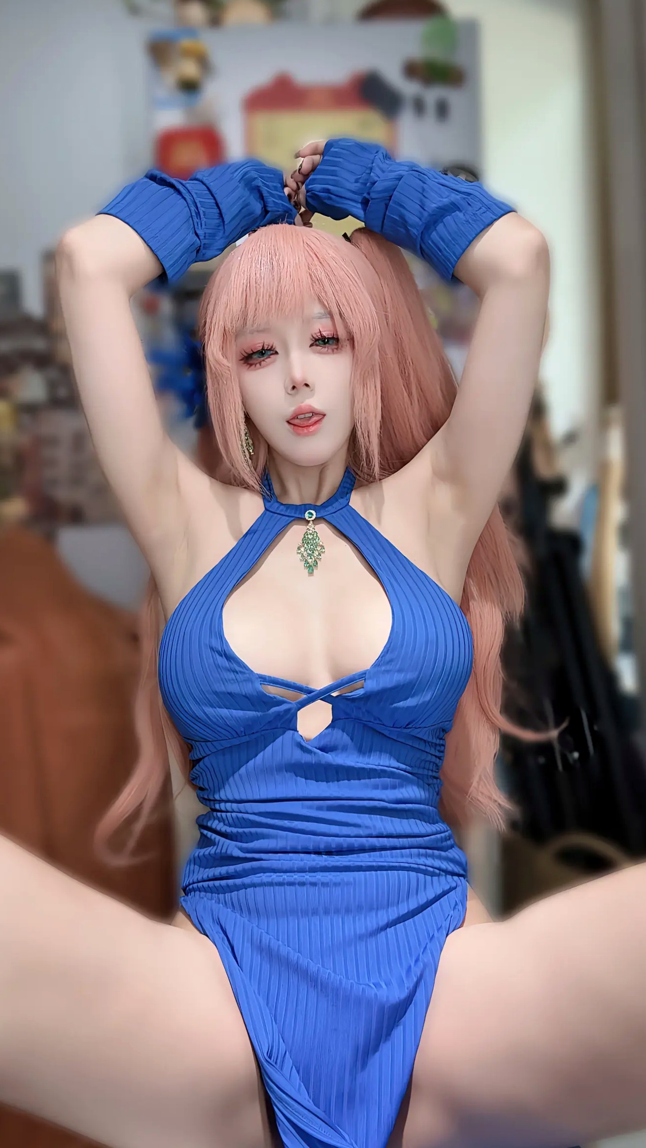 Gallery - 九言 惑：蓝发动漫风cosplay写真，精致真人芭比与极致诱惑曲线角色扮演诱惑私房照大尺度 女神私房照_秀色女神 - image 41