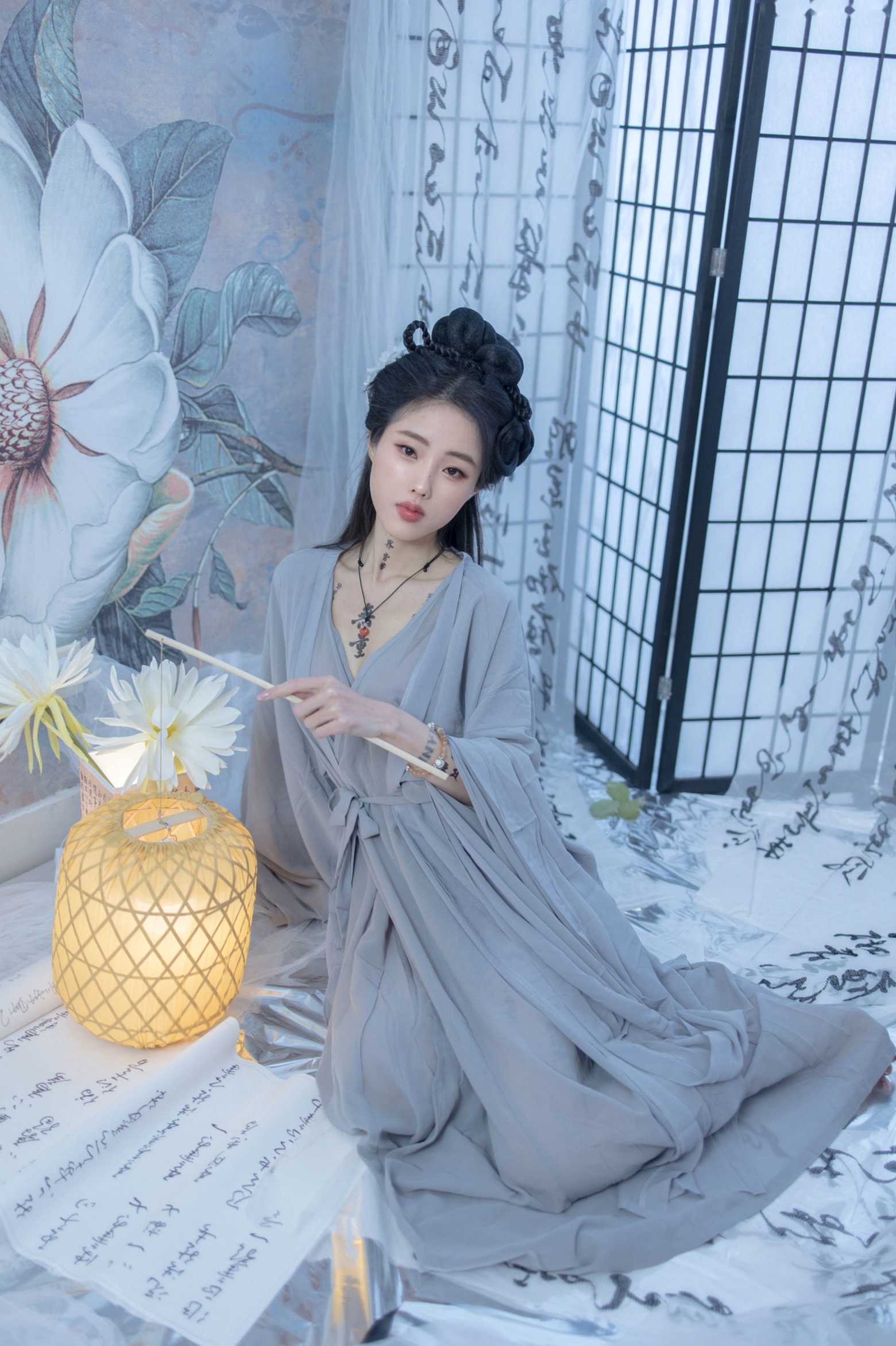 Gallery - 钛合金TiTi-鬼神禄：唯美古风书法纹身人体艺术，屏风水墨意境写真性感诱惑冷艳私房照大尺度 女神私房照_秀色女神 - image 3