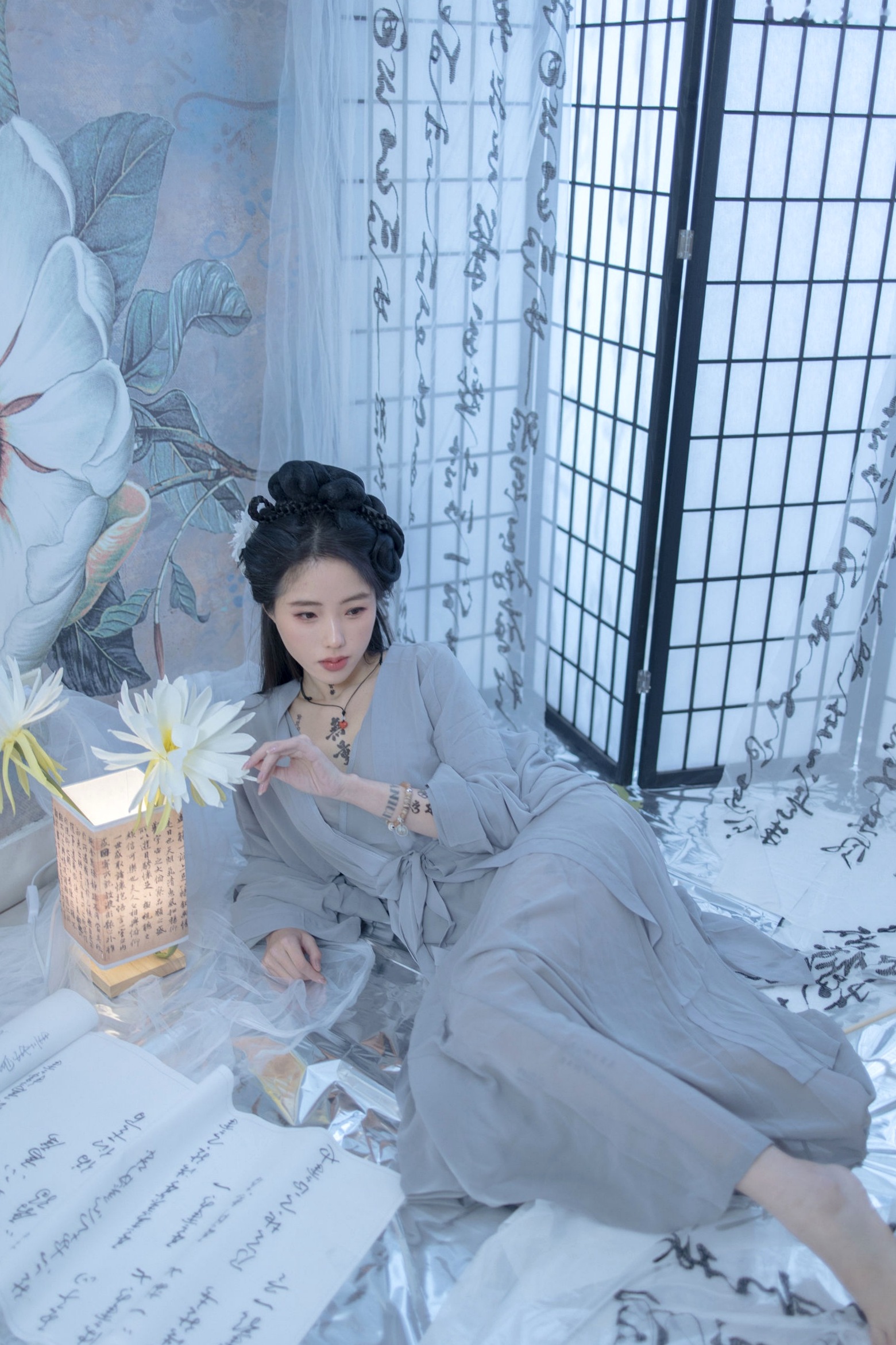 Gallery - 钛合金TiTi-鬼神禄：唯美古风书法纹身人体艺术，屏风水墨意境写真性感诱惑冷艳私房照大尺度 女神私房照_秀色女神 - image 4