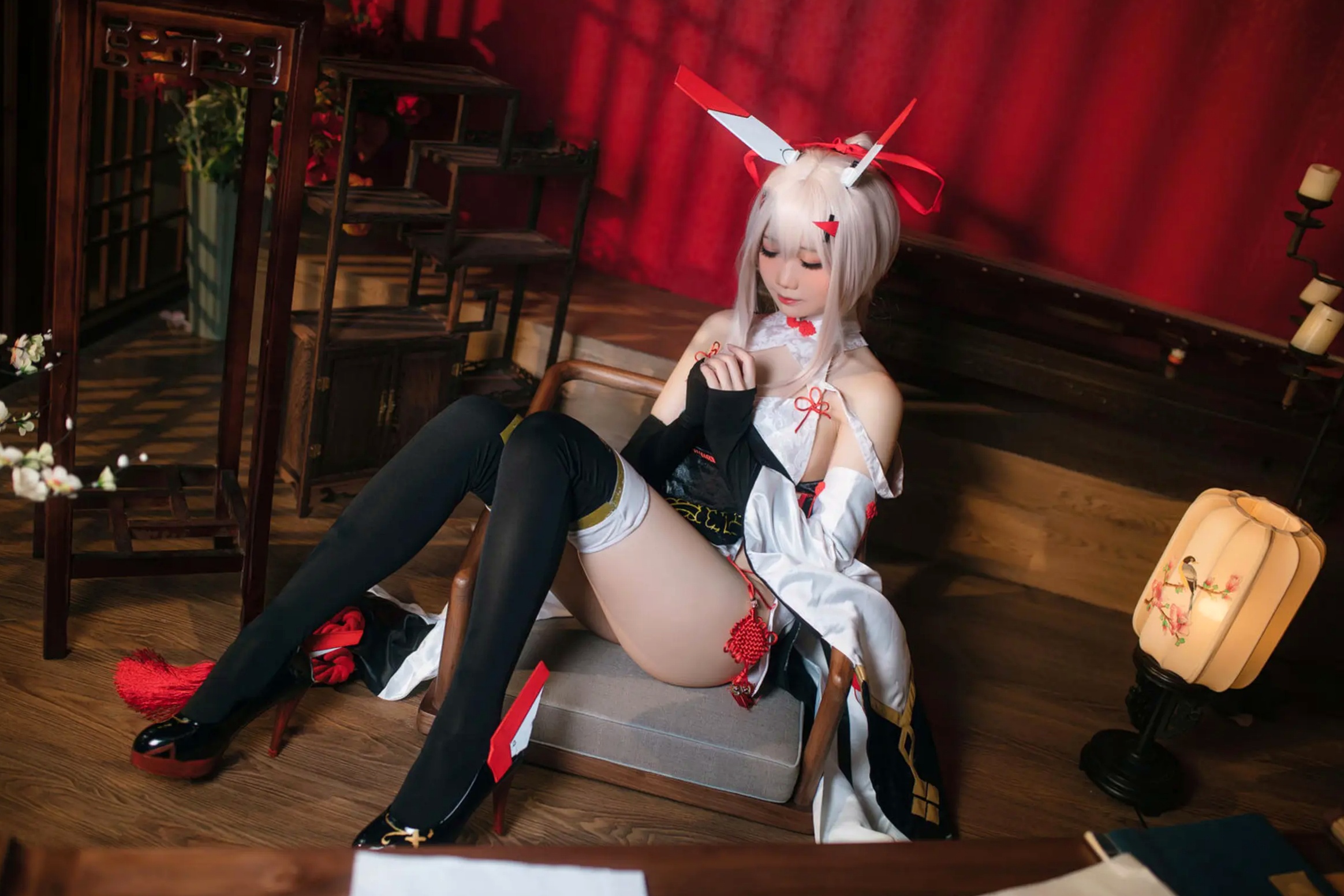 Gallery - 焖焖碳 - 碧蓝航线绫波“新岁之鬼神”旗袍Cosplay，二次元性感角色扮演，古典与现代诱惑的碰撞 [25P]角色扮演旗袍性感私房照 女神私房照_秀色女神 - image 7