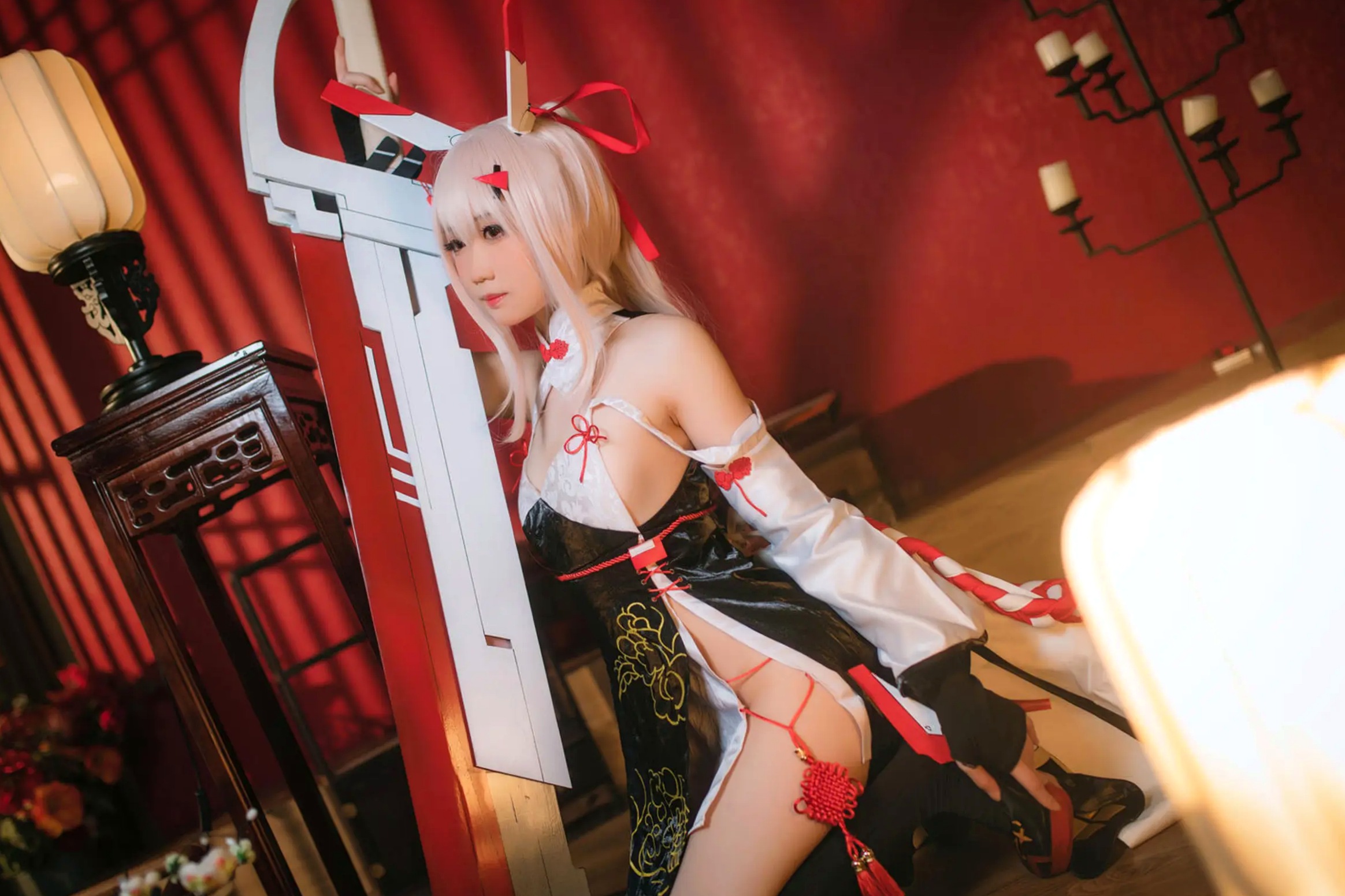 Gallery - 焖焖碳 - 碧蓝航线绫波“新岁之鬼神”旗袍Cosplay，二次元性感角色扮演，古典与现代诱惑的碰撞 [25P]角色扮演旗袍性感私房照 女神私房照_秀色女神 - image 9