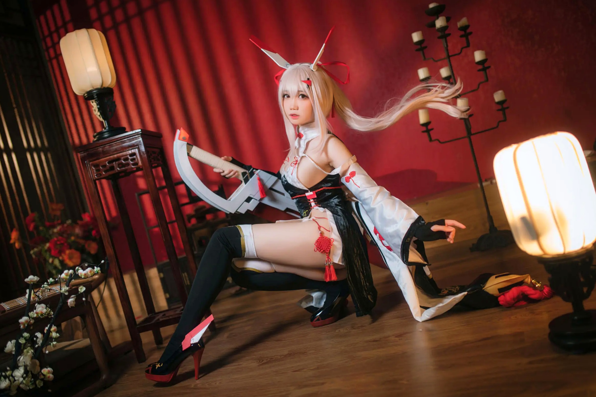 Gallery - 焖焖碳 - 碧蓝航线绫波“新岁之鬼神”旗袍Cosplay，二次元性感角色扮演，古典与现代诱惑的碰撞 [25P]角色扮演旗袍性感私房照 女神私房照_秀色女神 - image 15