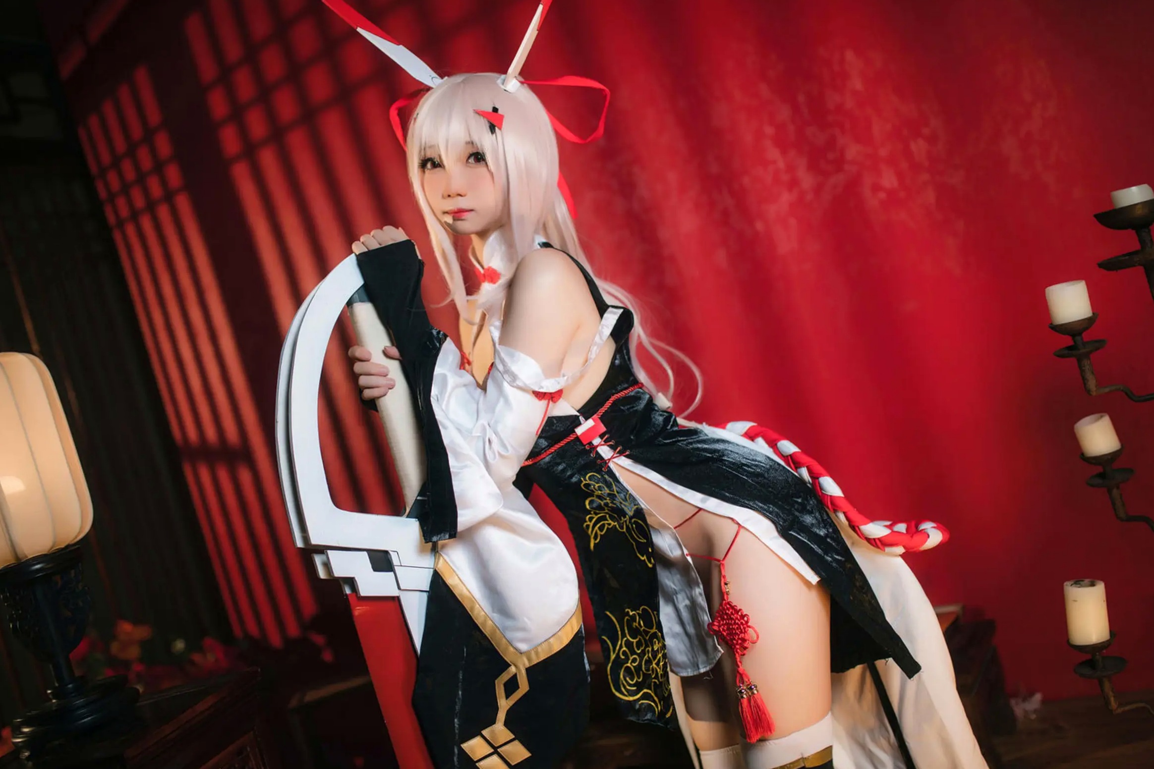 Gallery - 焖焖碳 - 碧蓝航线绫波“新岁之鬼神”旗袍Cosplay，二次元性感角色扮演，古典与现代诱惑的碰撞 [25P]角色扮演旗袍性感私房照 女神私房照_秀色女神 - image 19