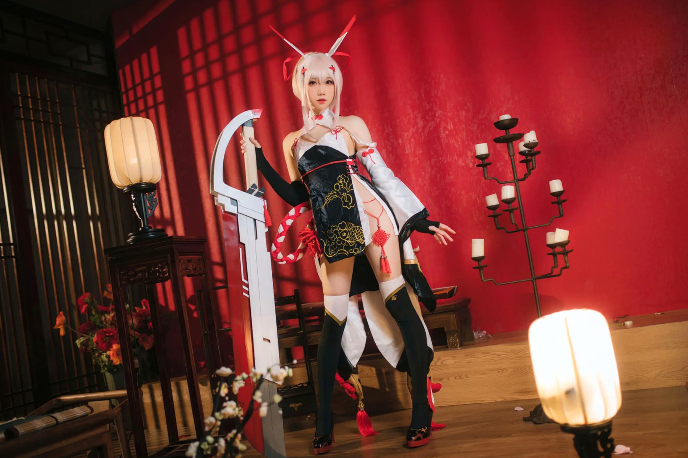 Gallery - 焖焖碳 - 碧蓝航线绫波“新岁之鬼神”旗袍Cosplay，二次元性感角色扮演，古典与现代诱惑的碰撞 [25P]角色扮演旗袍性感私房照 女神私房照_秀色女神 - image 20