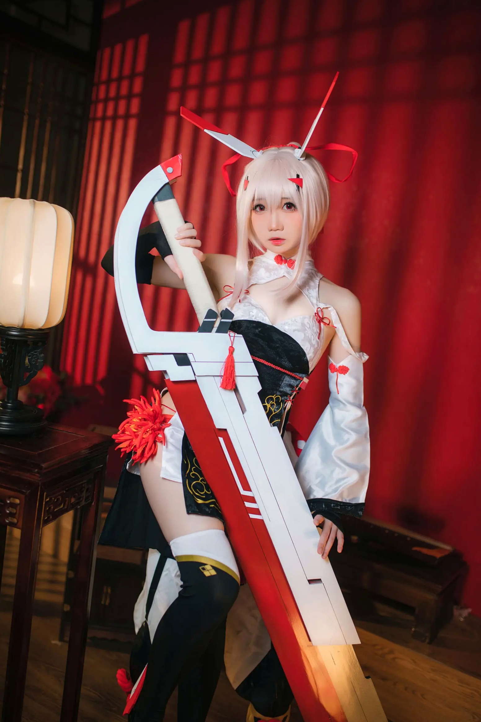 Gallery - 焖焖碳 - 碧蓝航线绫波“新岁之鬼神”旗袍Cosplay，二次元性感角色扮演，古典与现代诱惑的碰撞 [25P]角色扮演旗袍性感私房照 女神私房照_秀色女神 - image 21