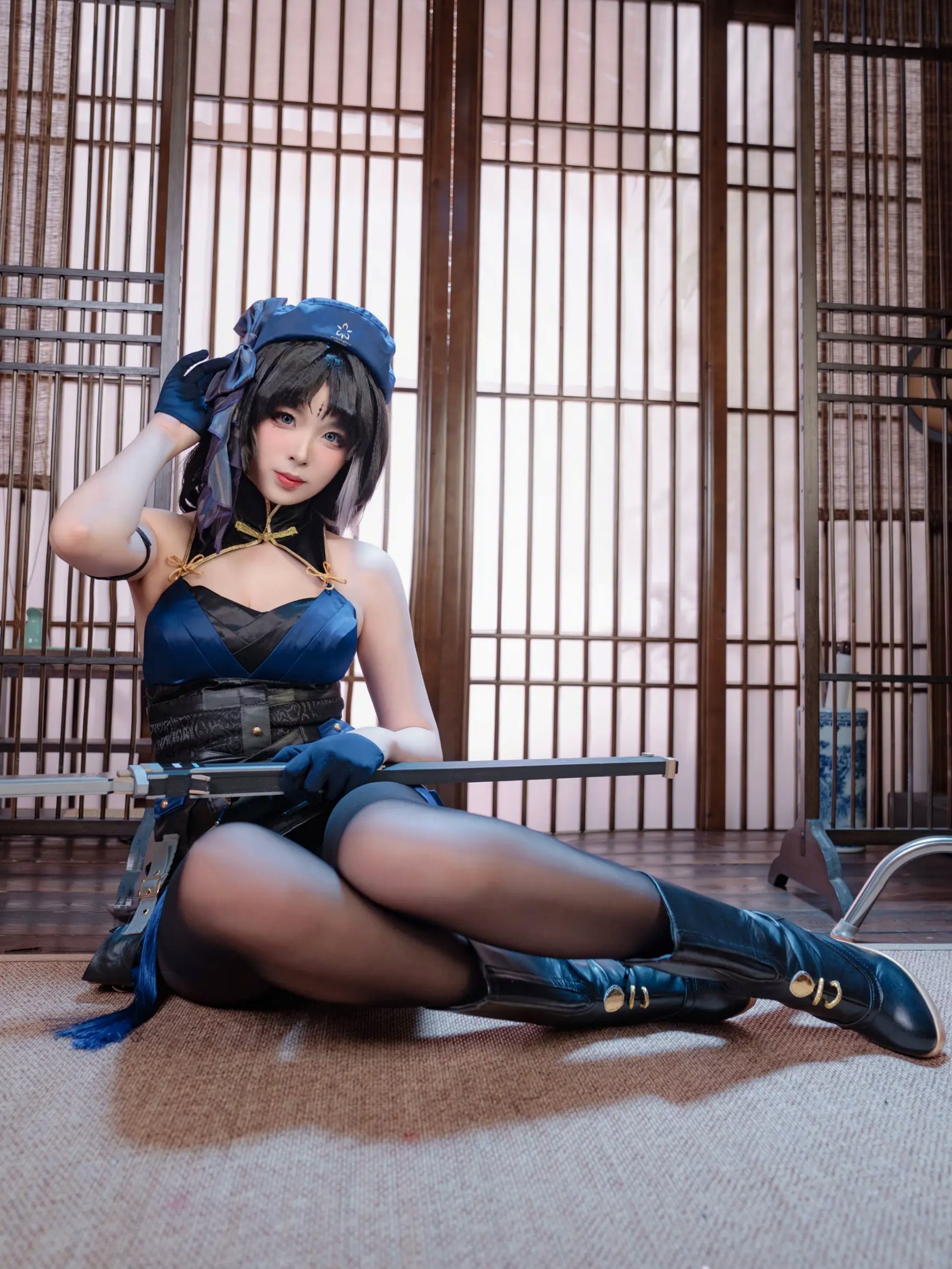 Gallery - 轩萧学姐 - 秧秧，游戏角色高还原Cosplay，冷艳飒爽制服配黑丝长腿，极品女神摄影棚写真角色扮演制服黑丝冷艳清纯 女神私房照_秀色女神 - image 26