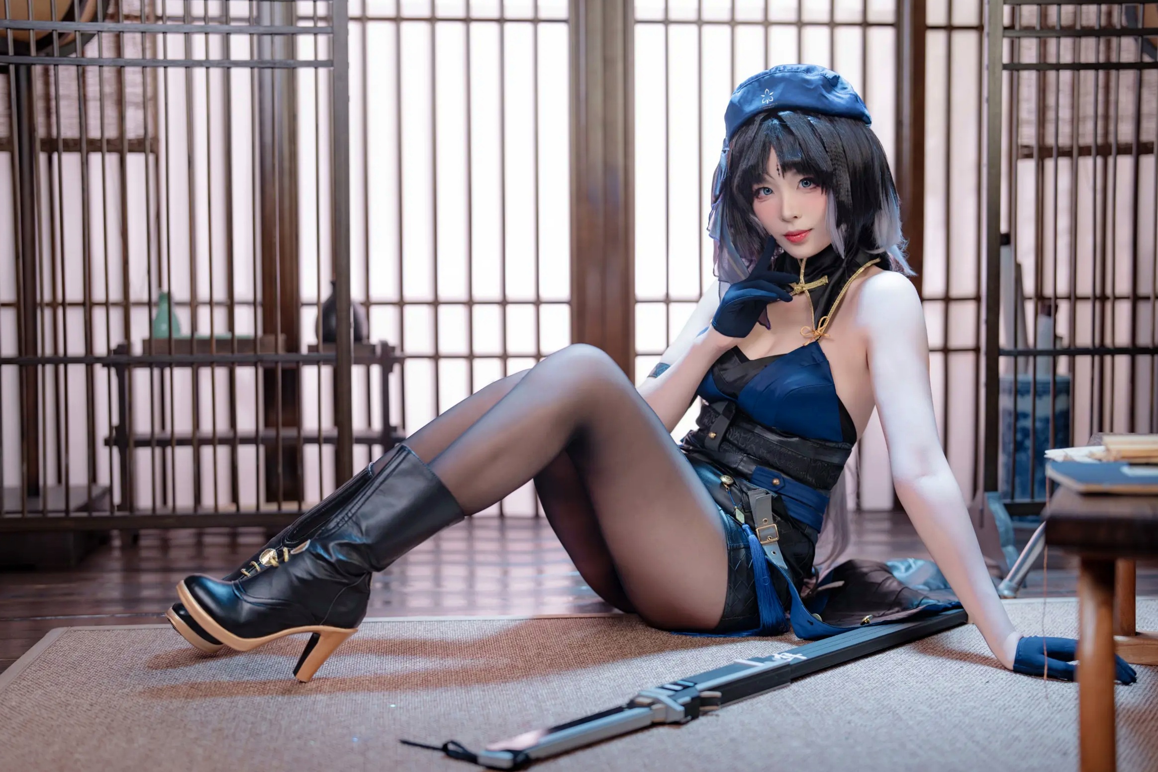 Gallery - 轩萧学姐 - 秧秧，游戏角色高还原Cosplay，冷艳飒爽制服配黑丝长腿，极品女神摄影棚写真角色扮演制服黑丝冷艳清纯 女神私房照_秀色女神 - image 27