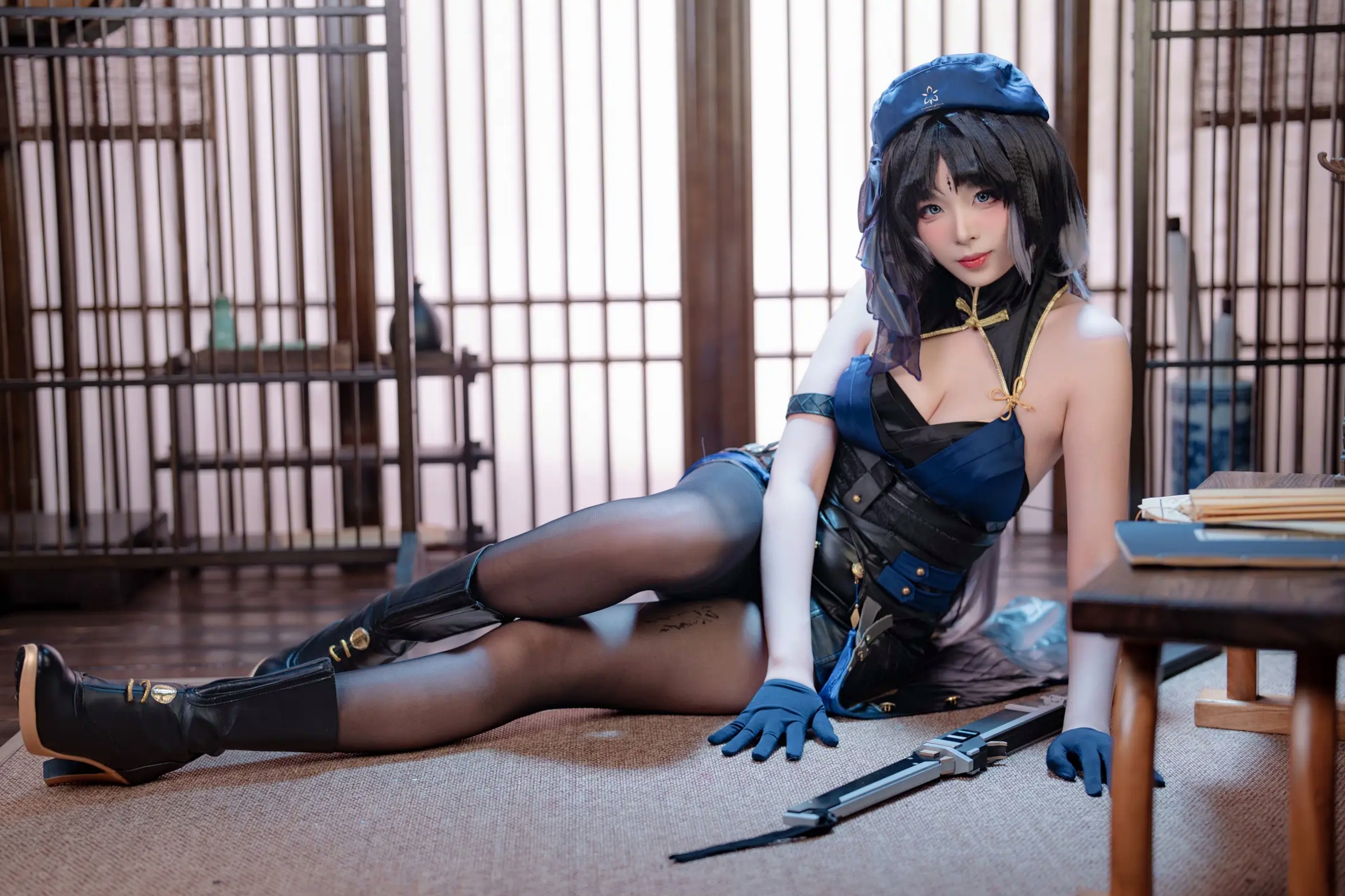 Gallery - 轩萧学姐 - 秧秧，游戏角色高还原Cosplay，冷艳飒爽制服配黑丝长腿，极品女神摄影棚写真角色扮演制服黑丝冷艳清纯 女神私房照_秀色女神 - image 28