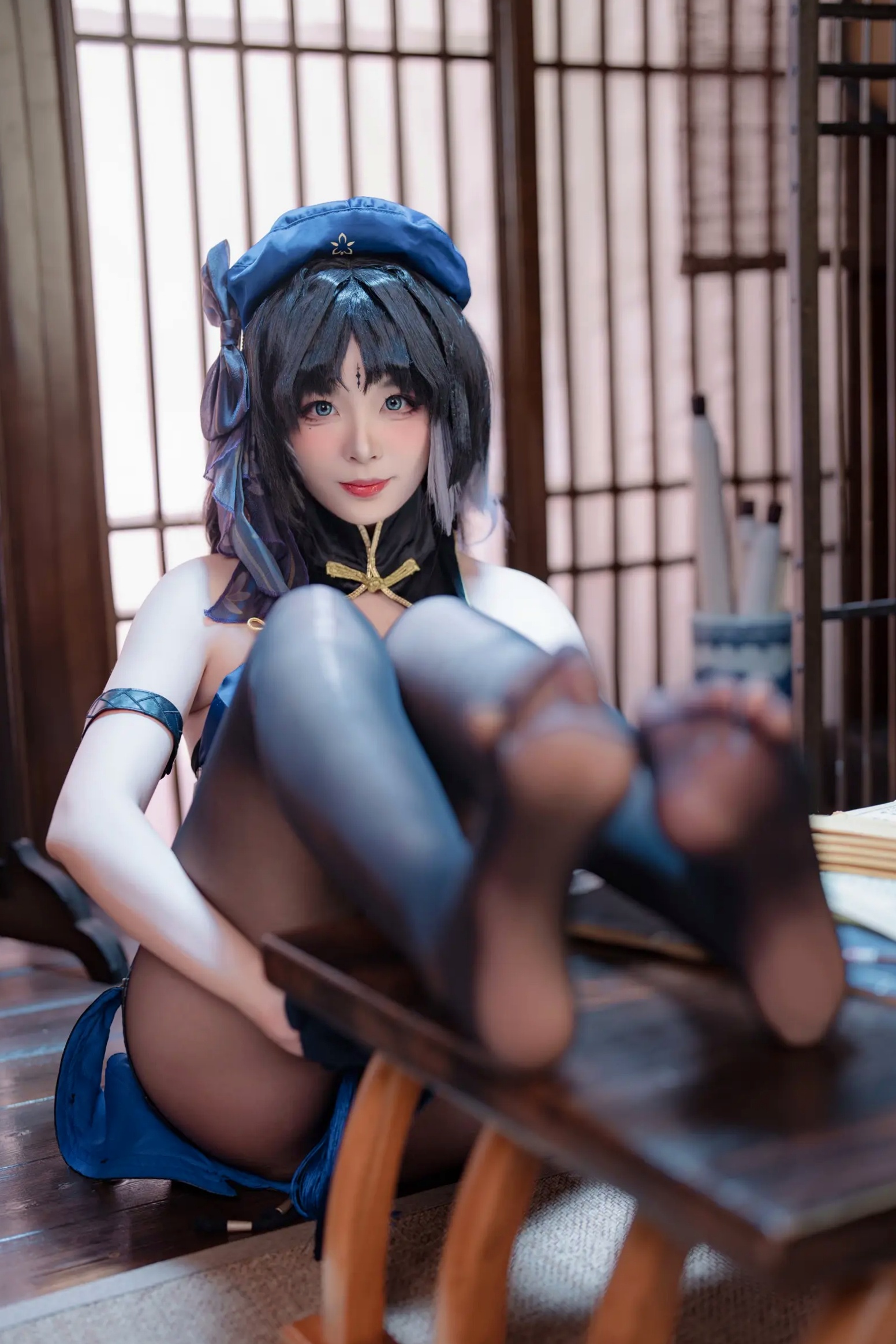 Gallery - 轩萧学姐 - 秧秧，游戏角色高还原Cosplay，冷艳飒爽制服配黑丝长腿，极品女神摄影棚写真角色扮演制服黑丝冷艳清纯 女神私房照_秀色女神 - image 47