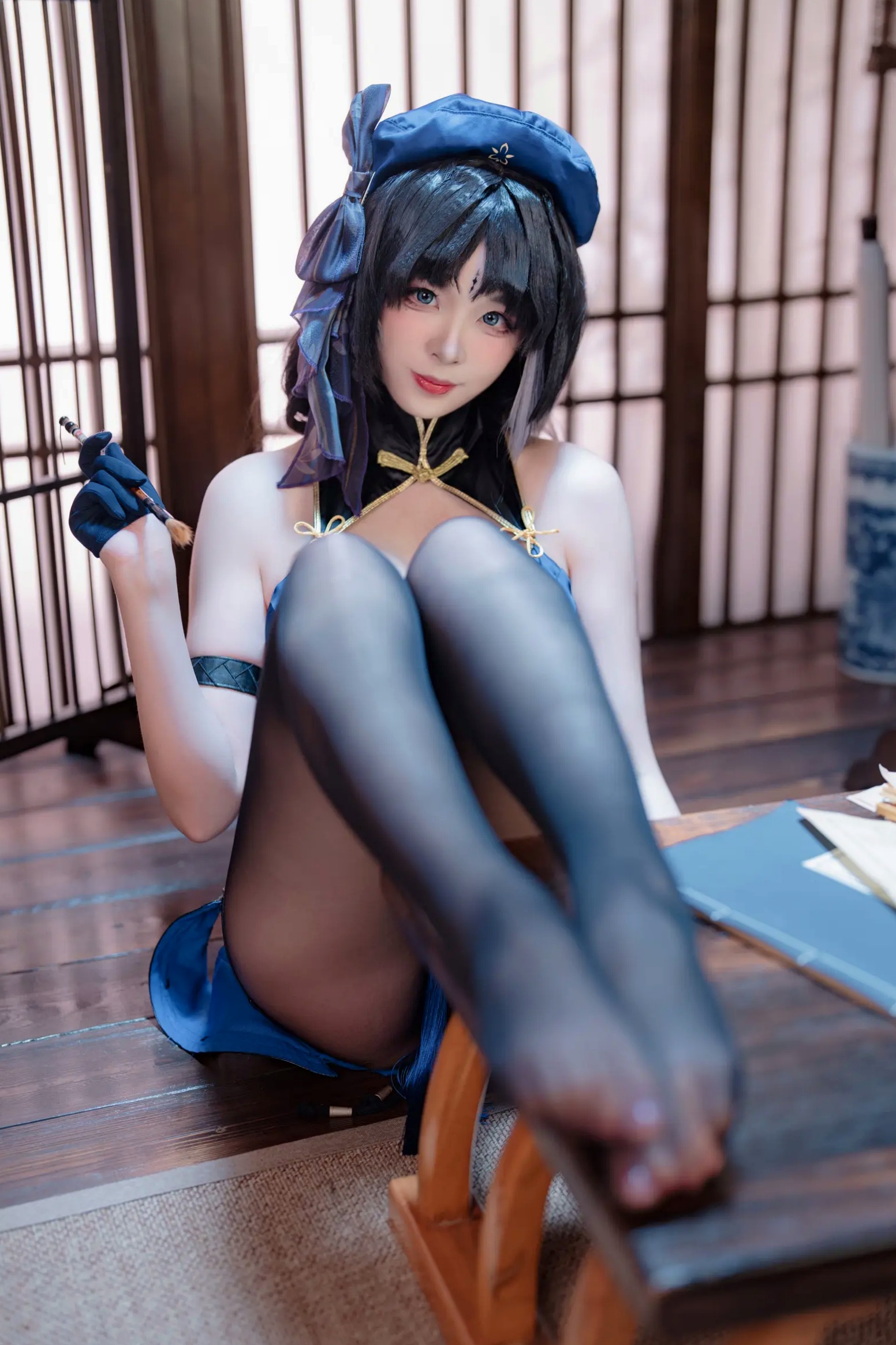 Gallery - 轩萧学姐 - 秧秧，游戏角色高还原Cosplay，冷艳飒爽制服配黑丝长腿，极品女神摄影棚写真角色扮演制服黑丝冷艳清纯 女神私房照_秀色女神 - image 49