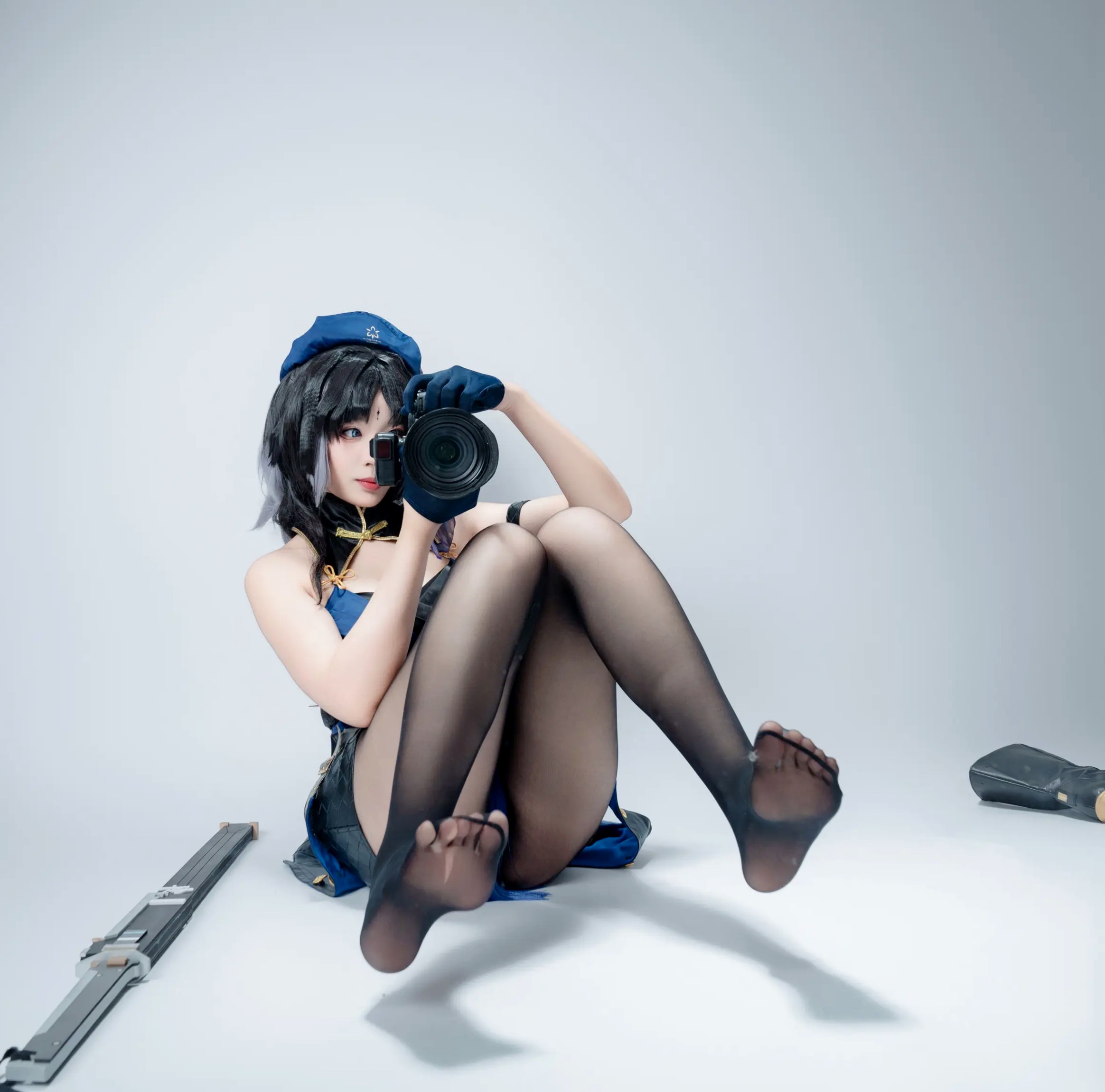 Gallery - 轩萧学姐 - 秧秧，游戏角色高还原Cosplay，冷艳飒爽制服配黑丝长腿，极品女神摄影棚写真角色扮演制服黑丝冷艳清纯 女神私房照_秀色女神 - image 94