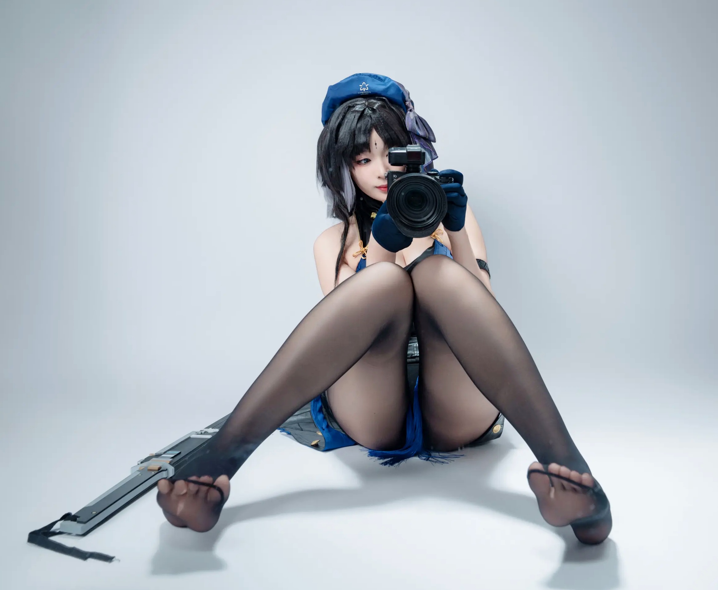 Gallery - 轩萧学姐 - 秧秧，游戏角色高还原Cosplay，冷艳飒爽制服配黑丝长腿，极品女神摄影棚写真角色扮演制服黑丝冷艳清纯 女神私房照_秀色女神 - image 98