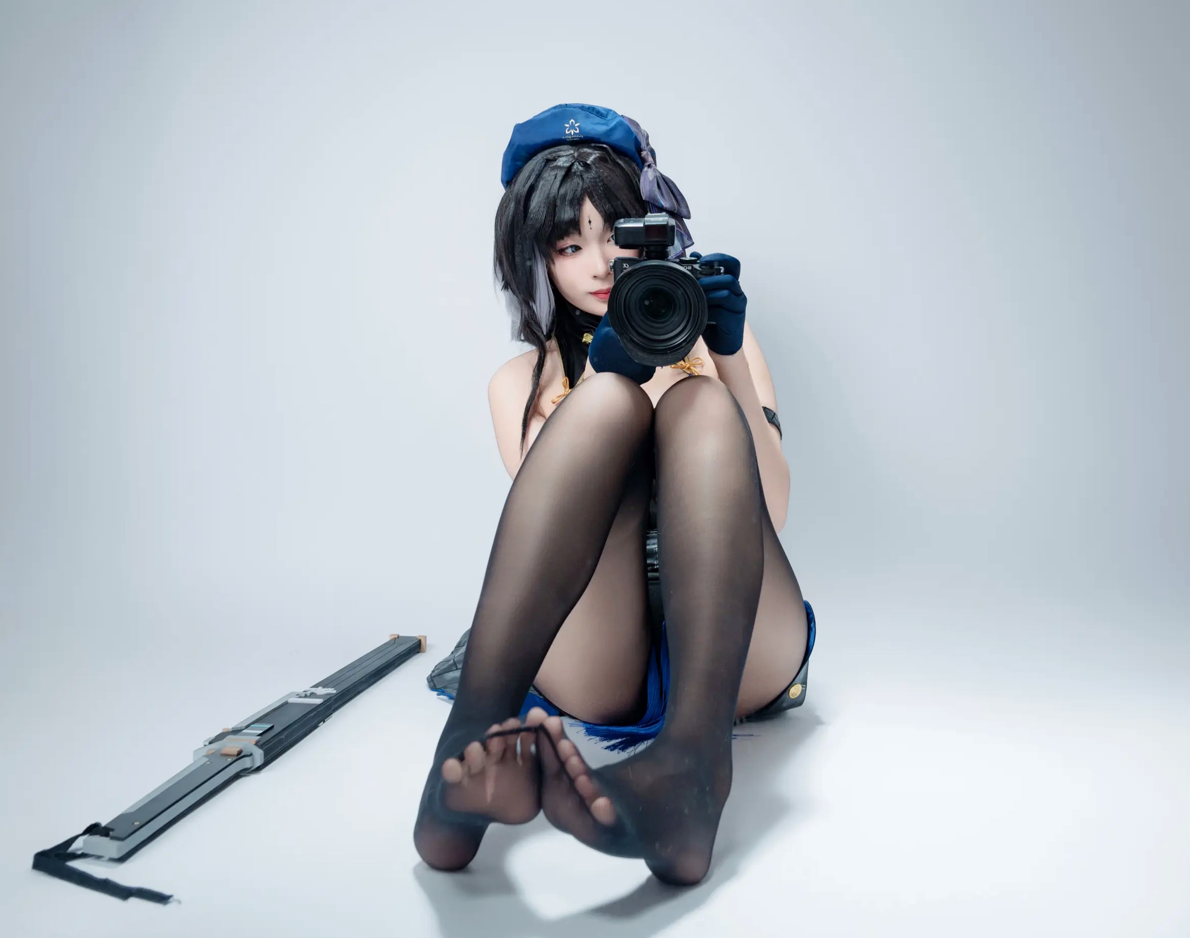 Gallery - 轩萧学姐 - 秧秧，游戏角色高还原Cosplay，冷艳飒爽制服配黑丝长腿，极品女神摄影棚写真角色扮演制服黑丝冷艳清纯 女神私房照_秀色女神 - image 99