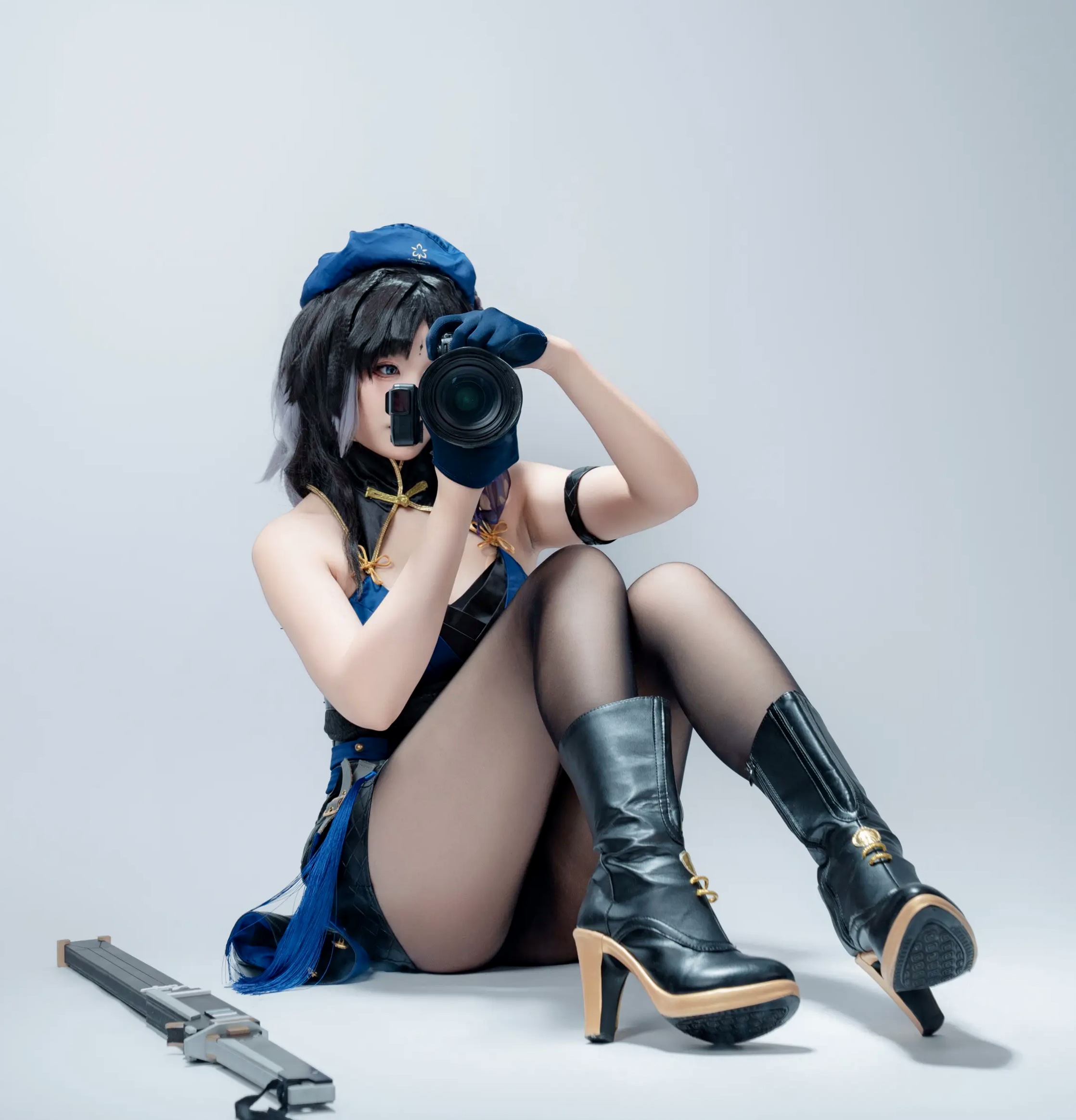 Gallery - 轩萧学姐 - 秧秧，游戏角色高还原Cosplay，冷艳飒爽制服配黑丝长腿，极品女神摄影棚写真角色扮演制服黑丝冷艳清纯 女神私房照_秀色女神 - image 100