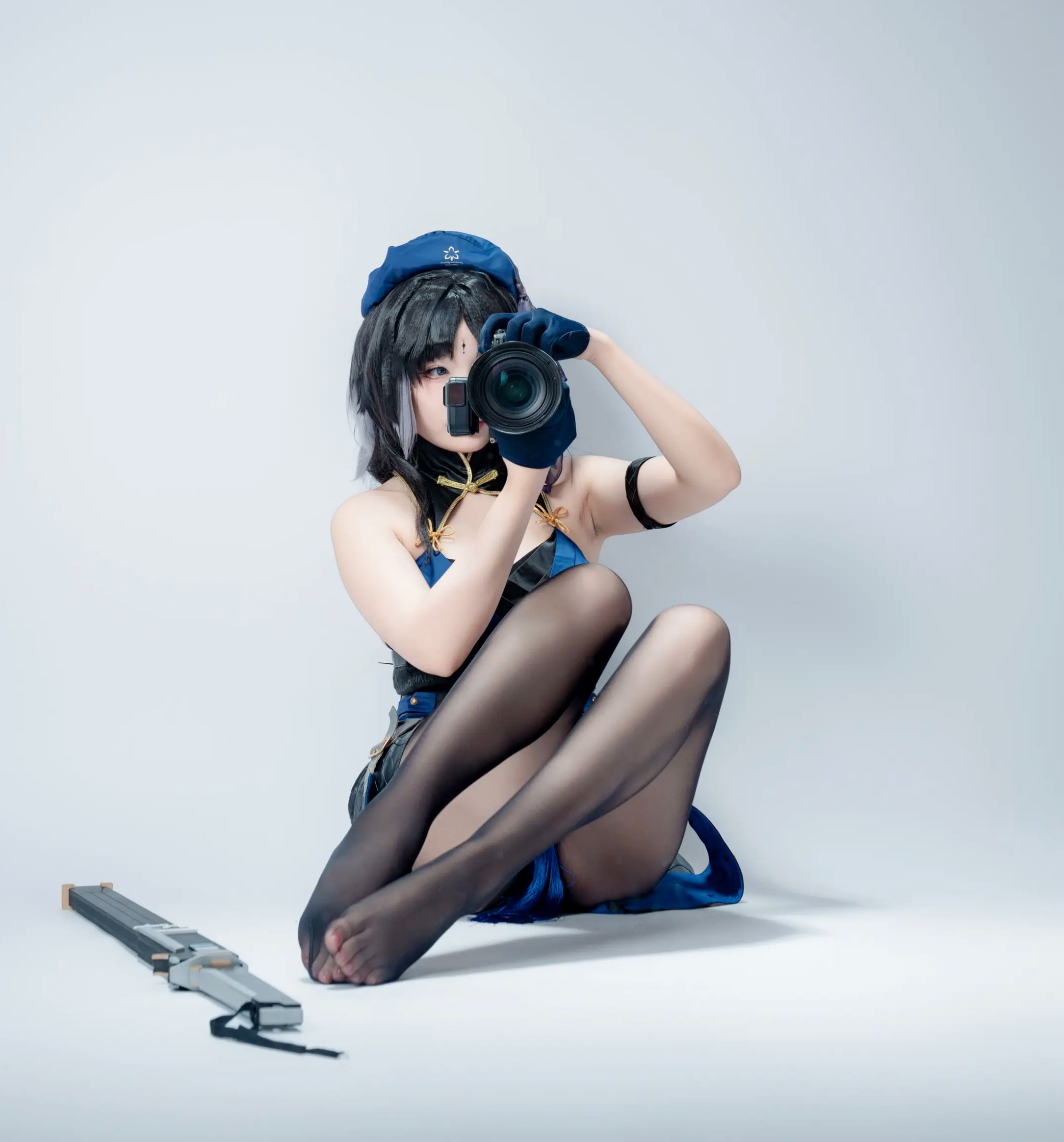 Gallery - 轩萧学姐 - 秧秧，游戏角色高还原Cosplay，冷艳飒爽制服配黑丝长腿，极品女神摄影棚写真角色扮演制服黑丝冷艳清纯 女神私房照_秀色女神 - image 103