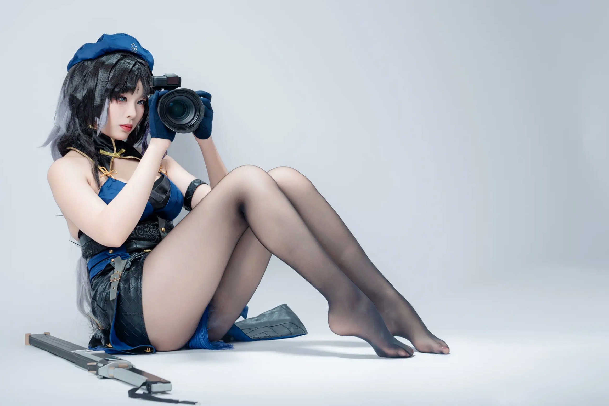 Gallery - 轩萧学姐 - 秧秧，游戏角色高还原Cosplay，冷艳飒爽制服配黑丝长腿，极品女神摄影棚写真角色扮演制服黑丝冷艳清纯 女神私房照_秀色女神 - image 104