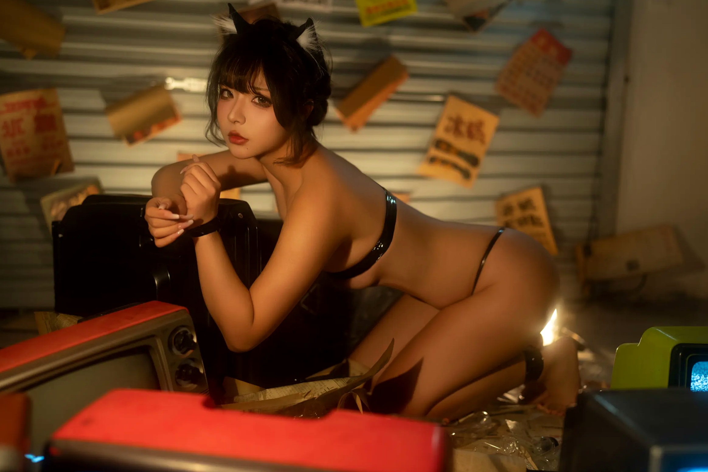 Gallery - yuuhui玉汇“捉猫记”暗黑风格角色扮演私房写真，性感猫娘束缚诱惑精选[120P]角色扮演诱惑私房照尤物性感 女神私房照_秀色女神 - image 117