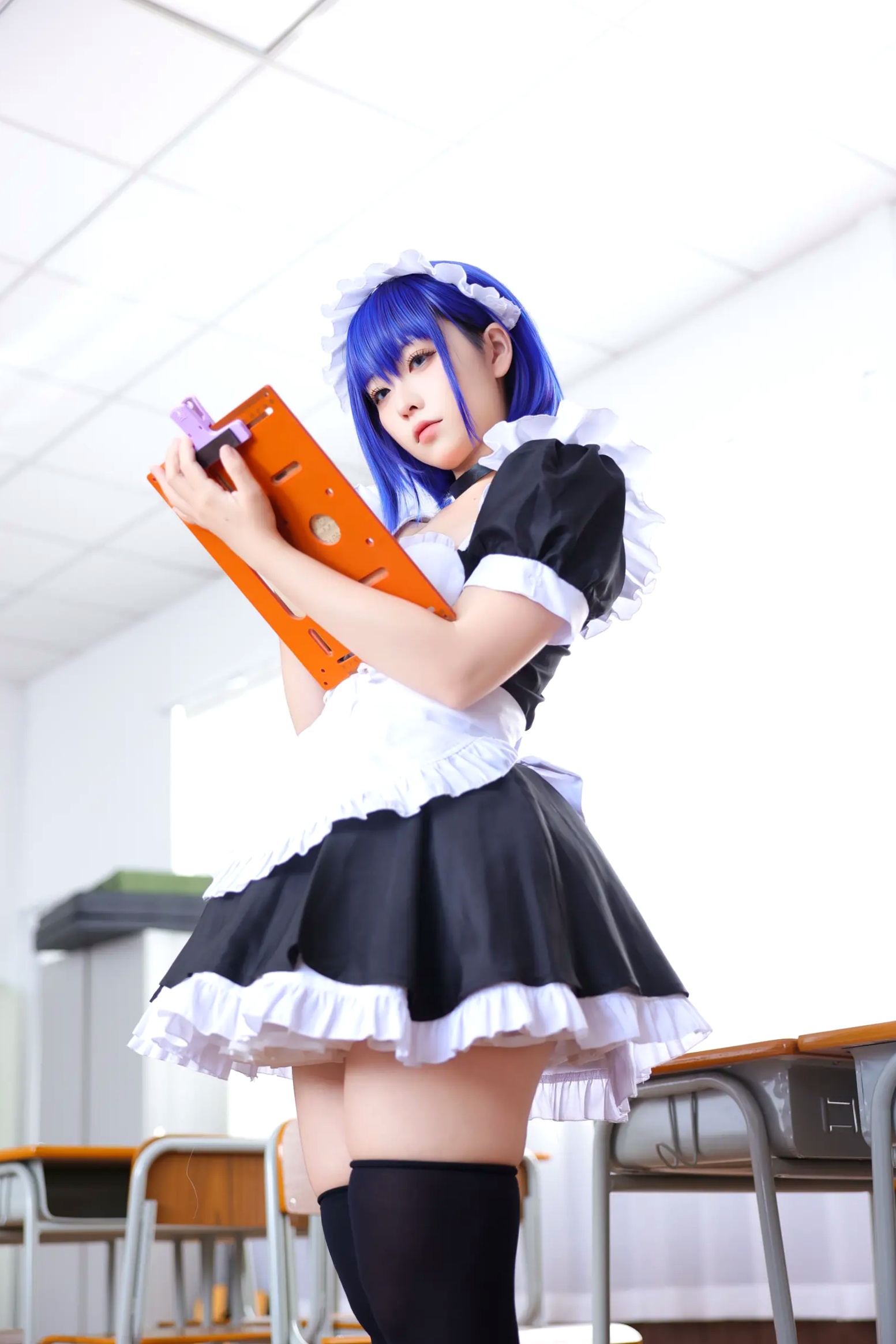 Gallery - G44不会受伤 枫与玲二次元女仆装Cosplay，绝美蓝发气质美女室内私房写真[49P]角色扮演女仆诱惑萌系治愈系 女神私房照_秀色女神 - image 7